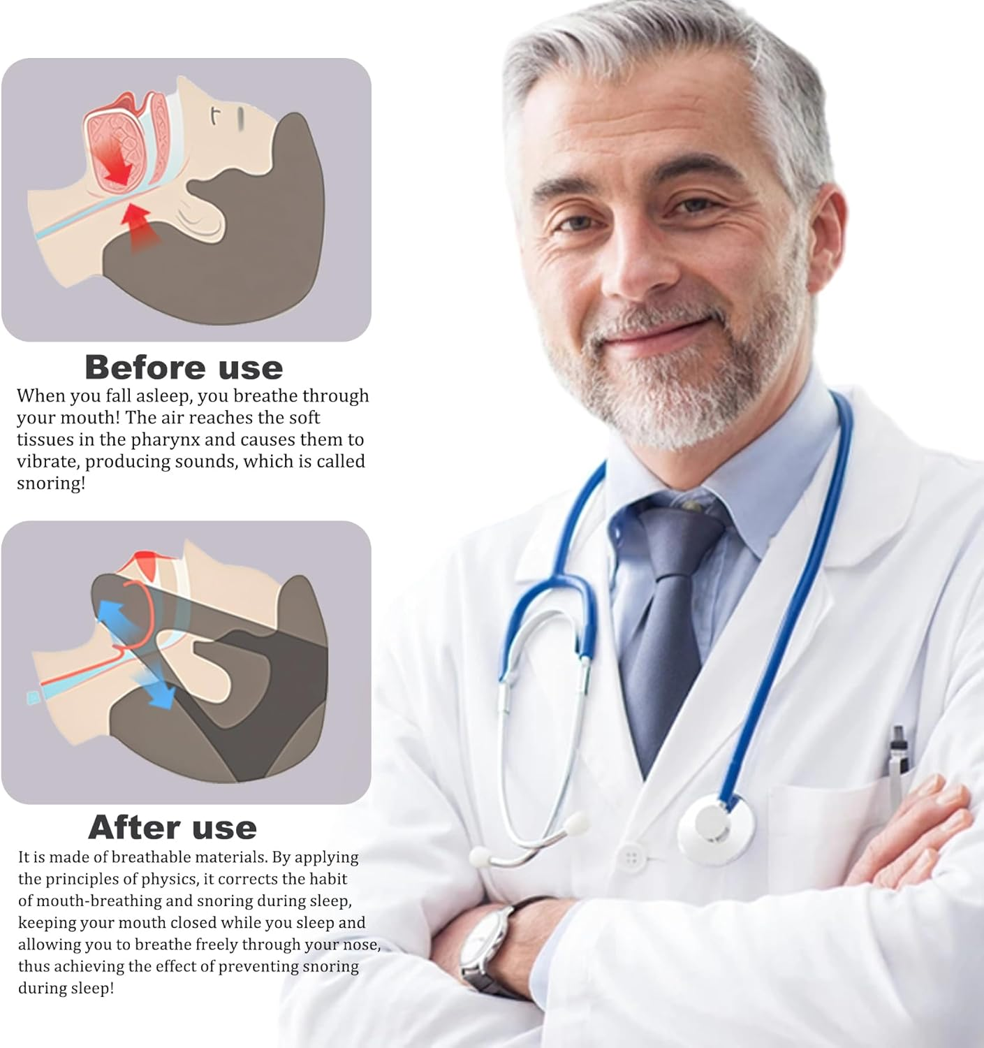 2-Pack Unisex Chin Strap for Snoring | Adjustable, Breathable & Skin-Friendly, Universal Fit Anti-Snore Set for Couples & Sleepers (Gray) image number 5