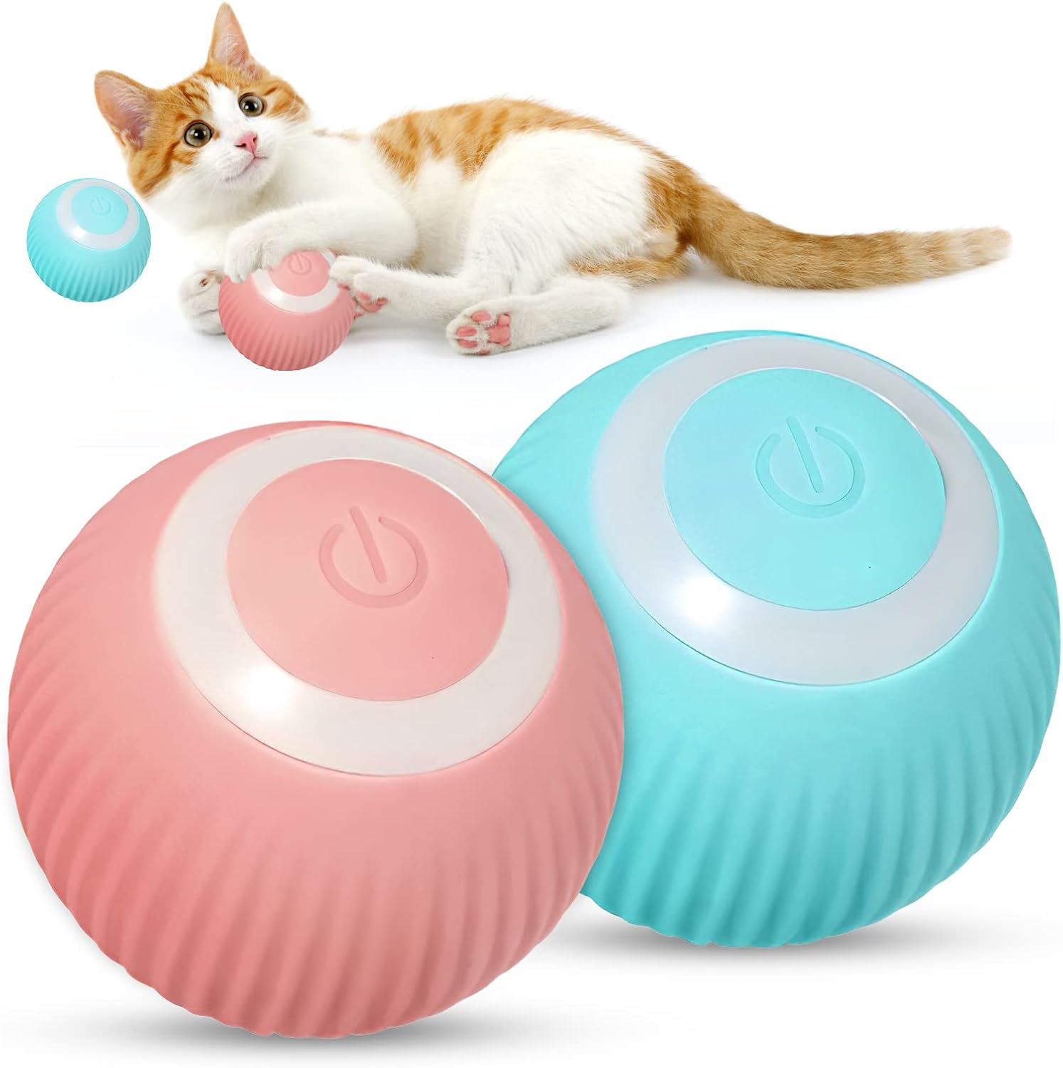 Cat Toy Electric Cat Ball, Interactive Cat Toy Ball with LED Light, USB 360 Degree Ball, Self-Employment Intelligence, Rechargeable Electric Cat Balls for Cats (2 Pieces) image number 3