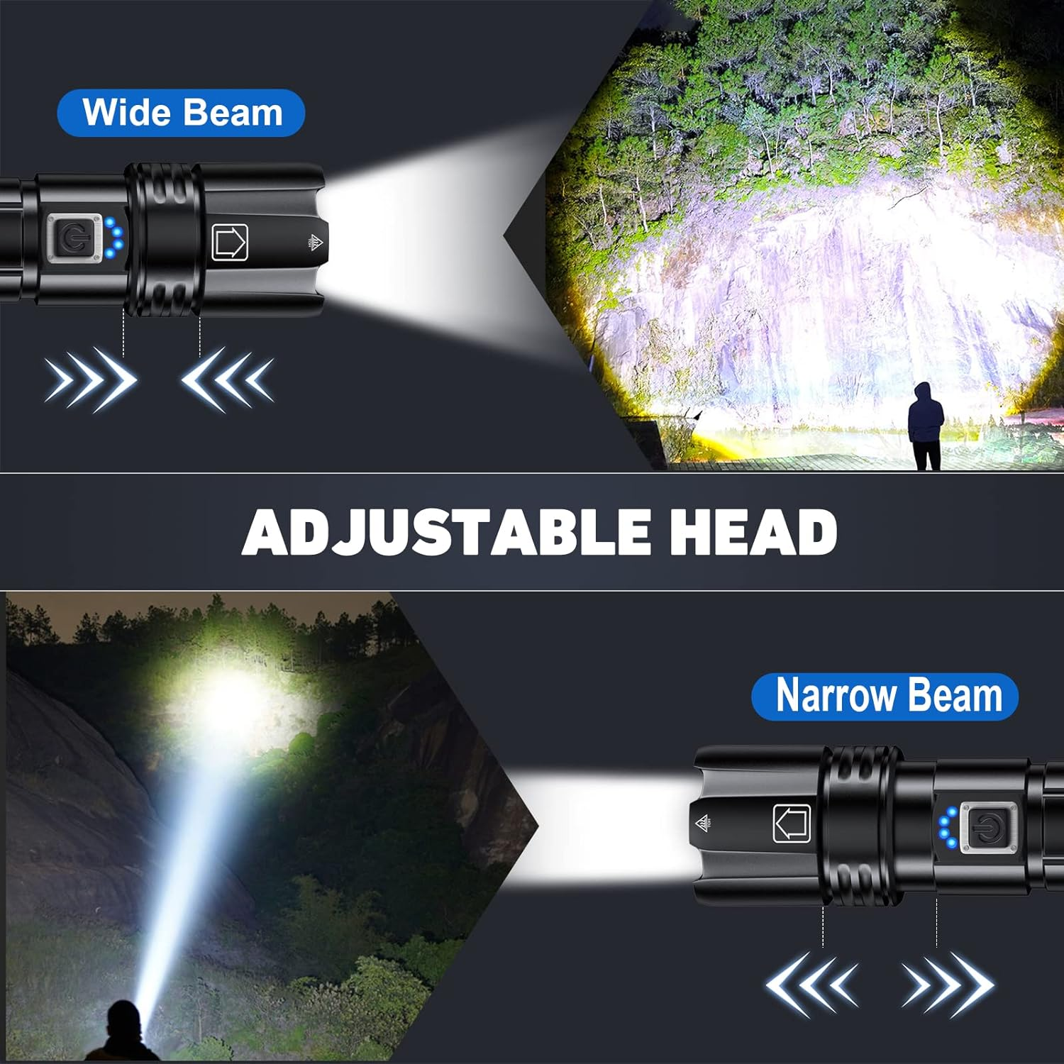 Rechargeable LED Flashlights High Lumens,900000 Lumen Super Bright Flashlight with USB Output, 14 Hours Runtime 5000Ɱah Large Capacity Flash Light, Powerful Flashlight for Home, Camping image number 6