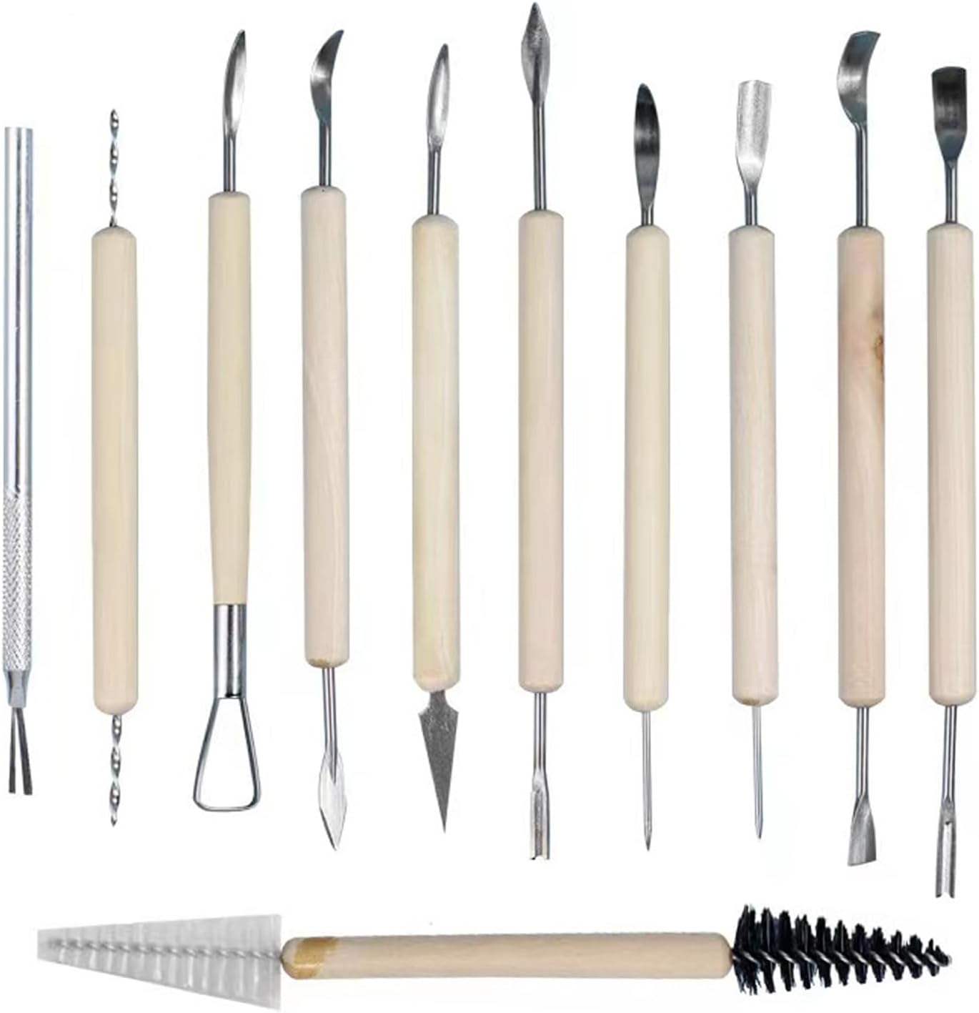 11PCS Pottery Clay Sculpting Tools Multifunctional Wood Carving Modeling Tools Wood Carving Kit Polymer Modelling DIY Sculpture Pottery Carving Suitable for Adults Beginners image number 3