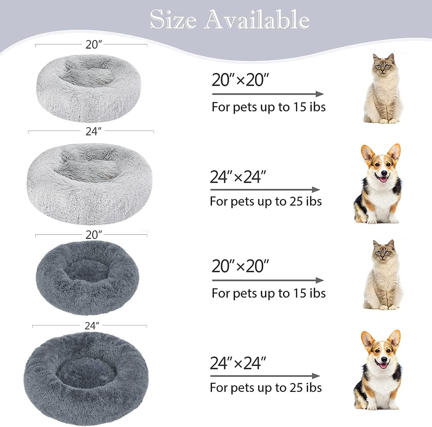 Pet Bed for Cats and Dogs, Doughnut Shape Small Dog Bed Soft Cat Sleeping Bed, Dog round Plush Dog Bed Cat Bed, Portable Warm Soft Comfortable Dog Sofa (Diameter 50 Cm, Light Grey) image number 5
