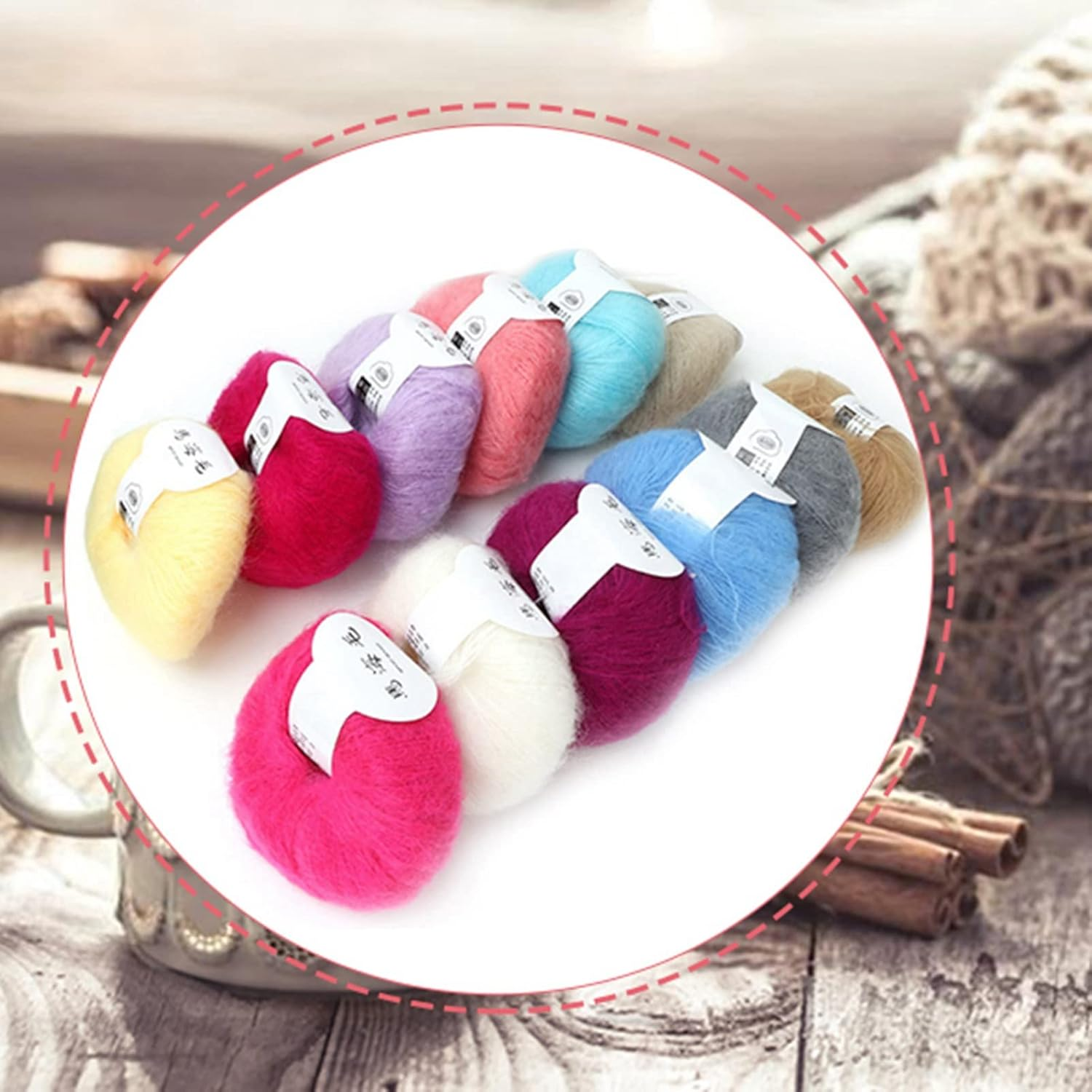 Trisar Soft Lightweight Mohair Wool Blend Knitting Yarn, anti Pilling & Shrinkage, Hand Washable, 12 Colors a Set image number 1