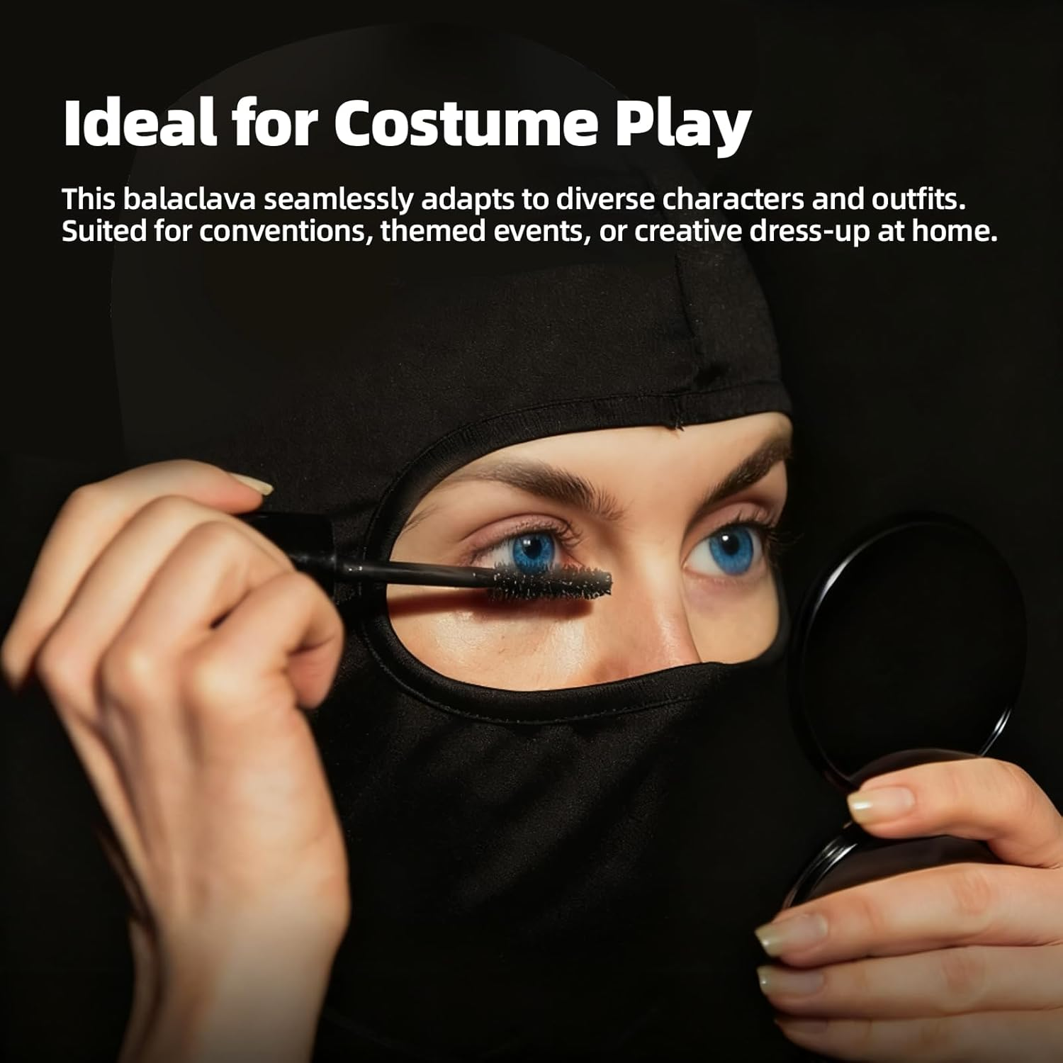 ONBPIY Black Balaclava Ski Mask Men Motorcycle Accessories UV Protection Winter Outdoor Sports image number 2