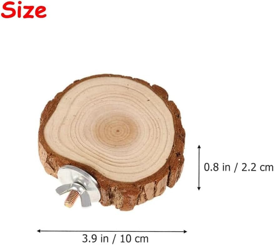 Parrot Log Pier Bird Cage Stand and Hamster Platform, 4Pcs Natural round Wooden Bird Cage Stand Platform,Round Natural Wood Stand Cage Parrot Platform image number 3