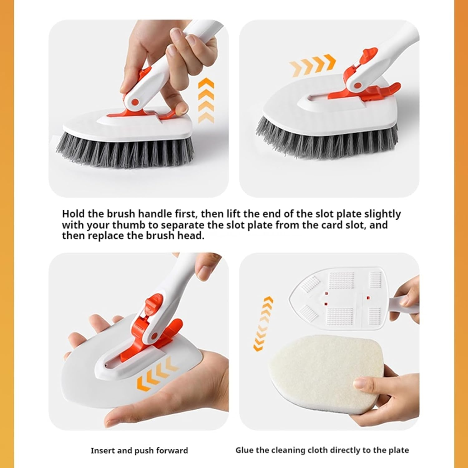 54Inch Adjustable Tub and Tile Scrubber, Scrub Cleaning Brush with Long Handle, with 1 Stiff Bristles,1Microfiber Pad and 2 Sponge Brush, for Cleaning Bathroom Shower Bathtub Glass Tile Floor image number 2