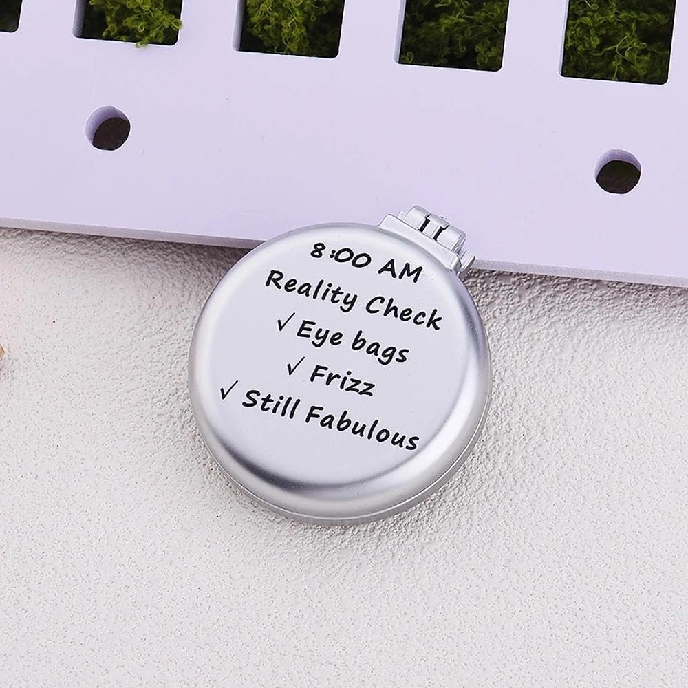 Funny Motivational Mirror for Women Girls Folding Portable Compact Makeup Mirror Comb for Friend Student Coworkers Fabulous Birthday Christmas Graduation Gifts image number 2