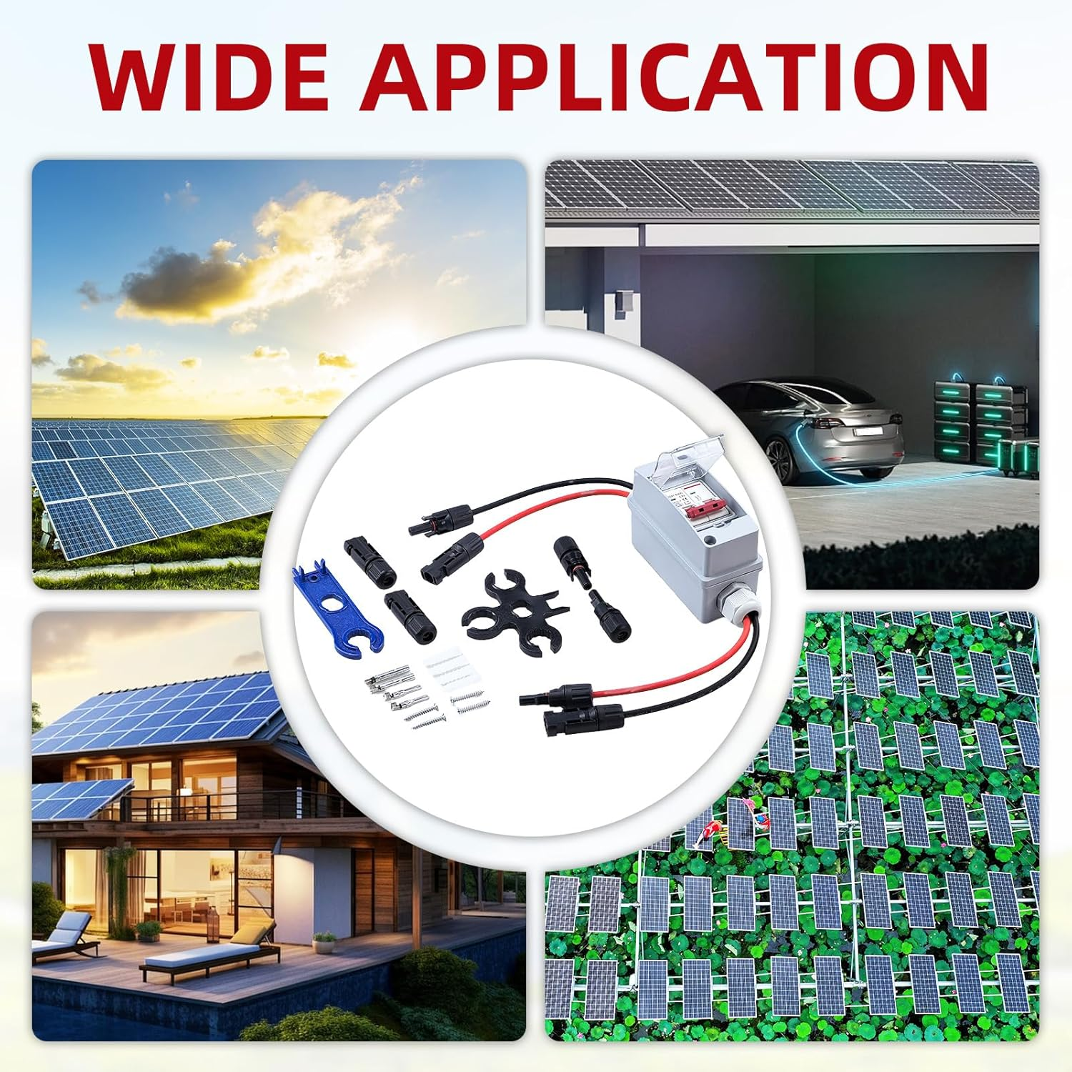 Solar Panel Disconnect Switch, 2 Pole Waterproof Solar Circuit Breaker DC500V 32A PV Disconnect Switch for Solar PV Homes Battery image number 5