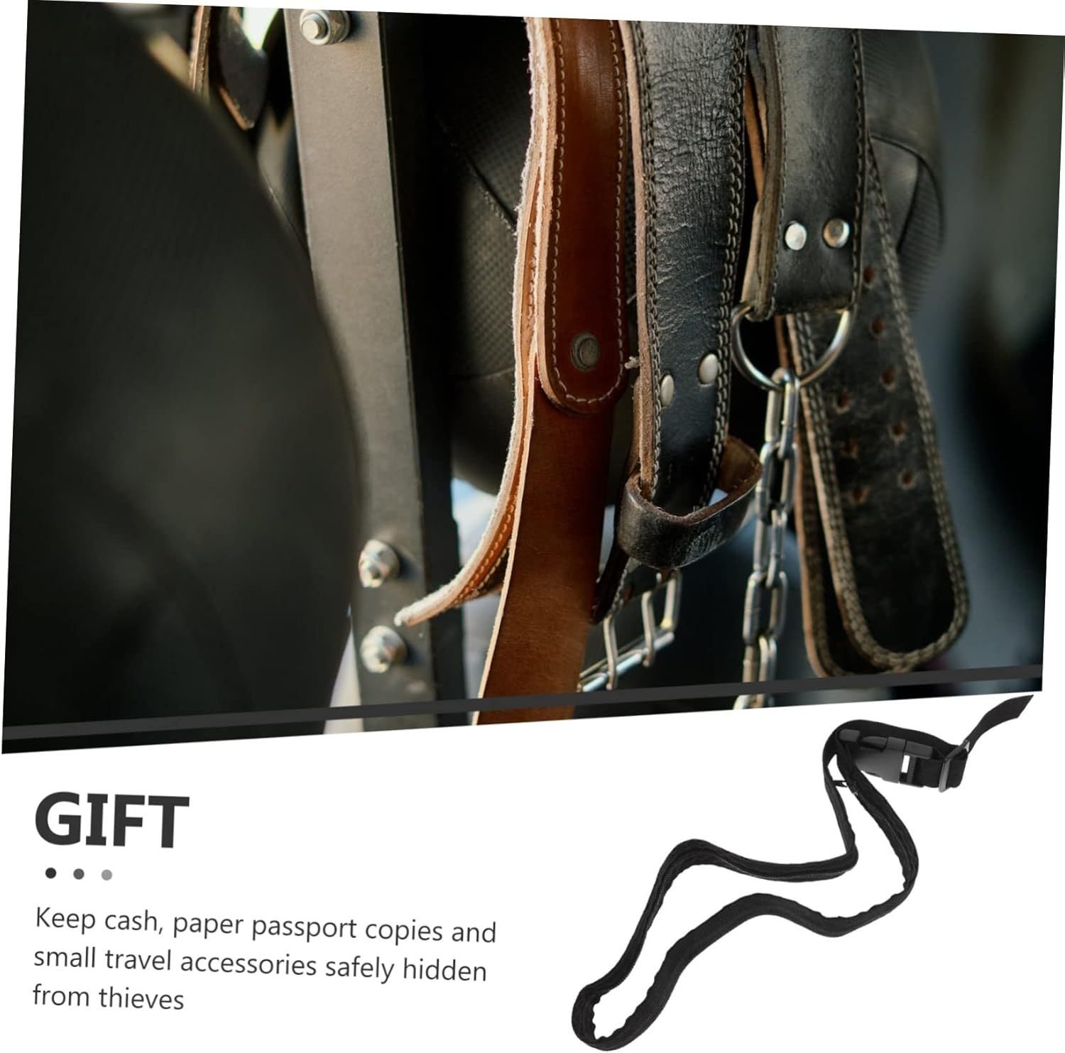 Abaodam Hidden Money Belt for Travel and Sports, Lightweight Black Waist Wallet with Zippered Pocket, Adjustable 120Cm Secure Fanny Pack for Men and Women Outdoor Activities image number 1