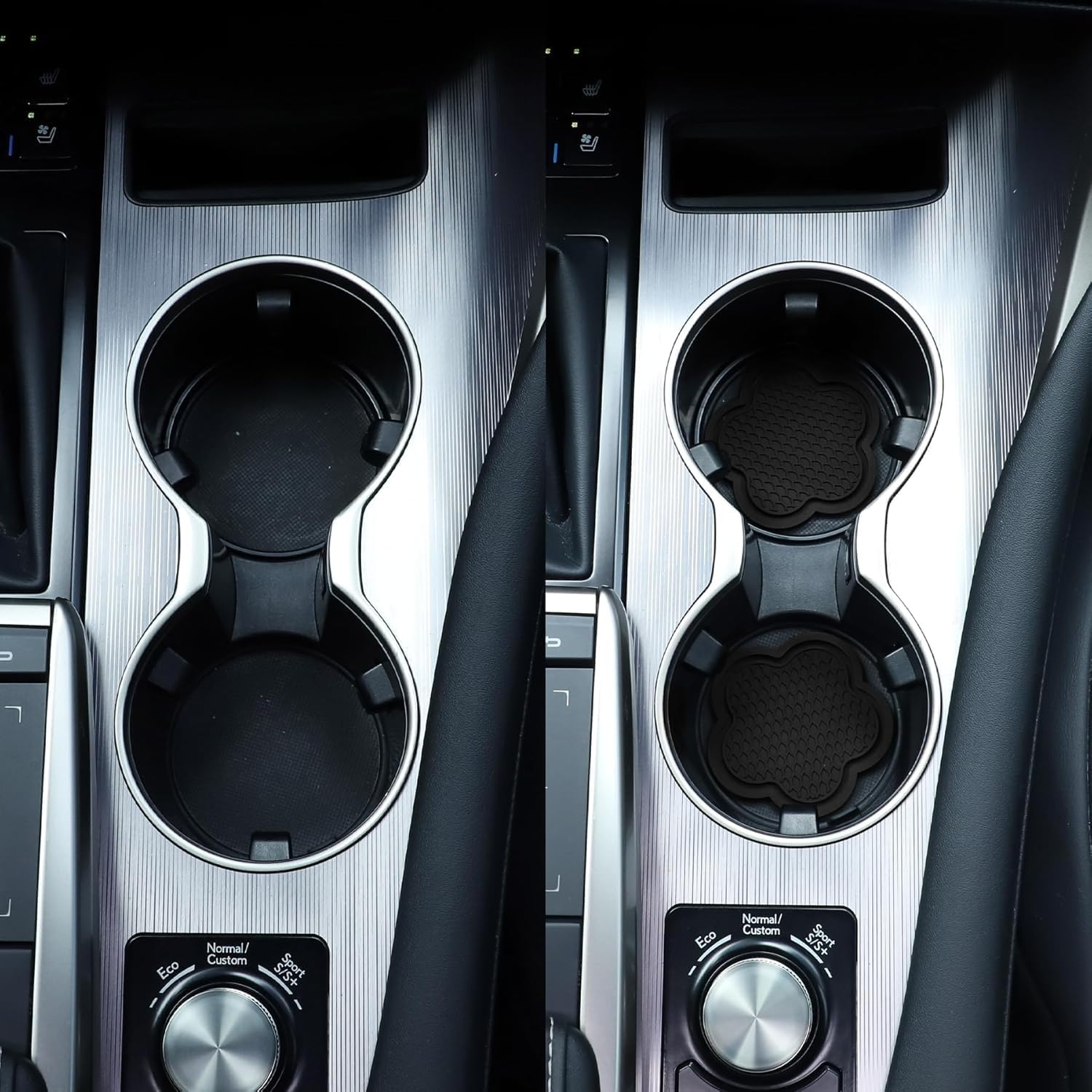 Olitomn Car Cup Coaster, 4Pcs Universal Non-Slip Cup Holder Coaster, PVC Flower Shaped Car Cup Holder Coaster, Crystal Car Accessories Interior 【Black】 - White image number 2