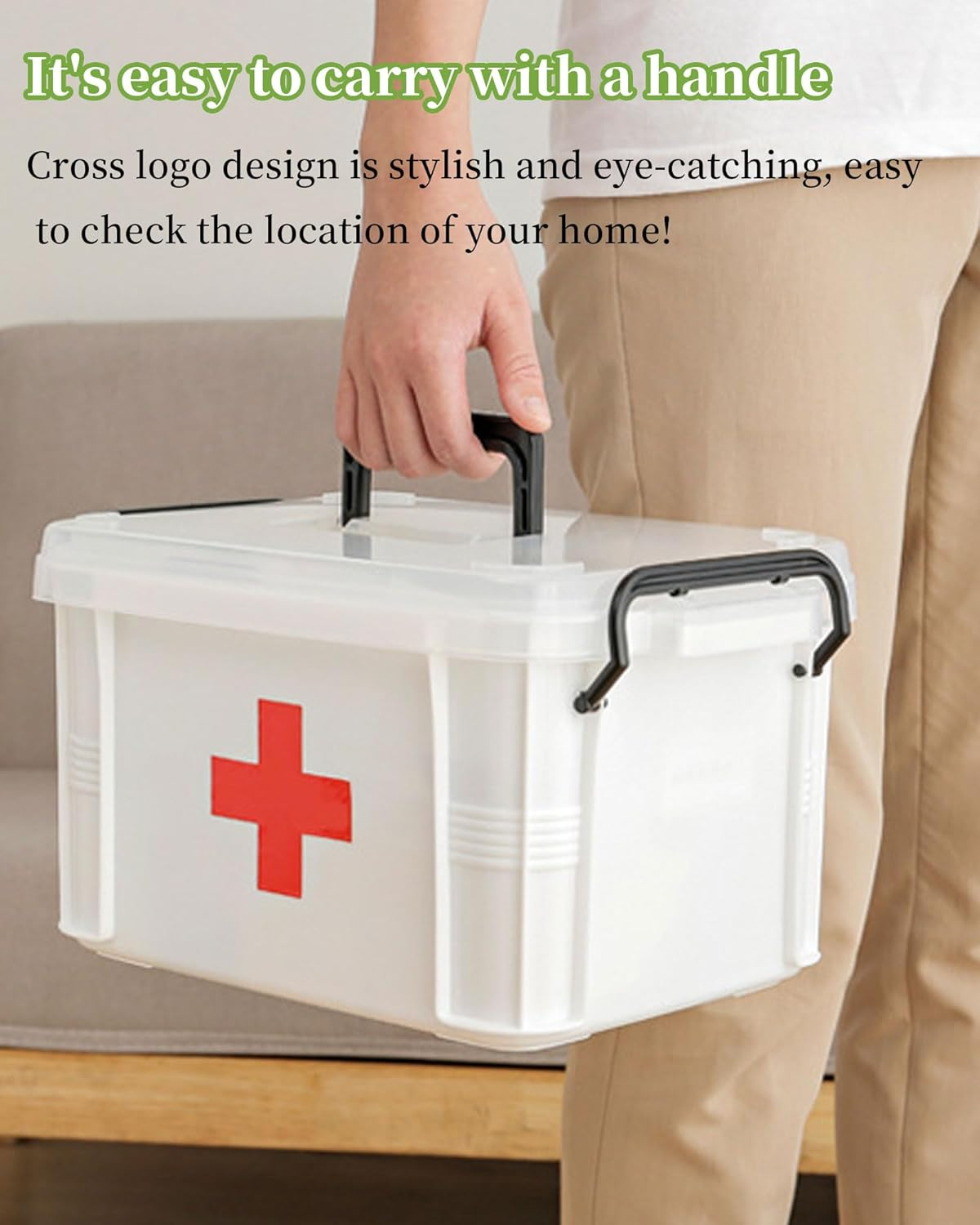 TRMFUSA Medicine Chest with Handle First Aid Kit II - 34.5 * 23 * 19 Cm image number 5