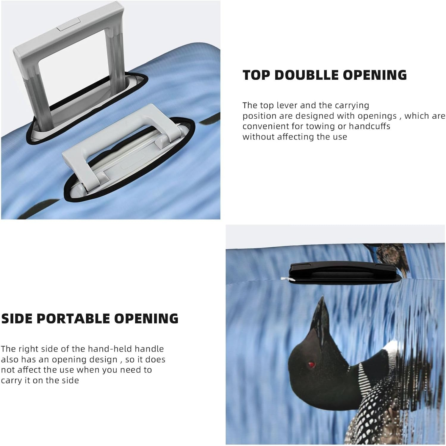 Odddot Loon Birds Print Travel Luggage Cover,Suitcase Protector Cover, Washable Baggage Covers,For 18-32 Inch Luggage, Loon Birds, X-Large