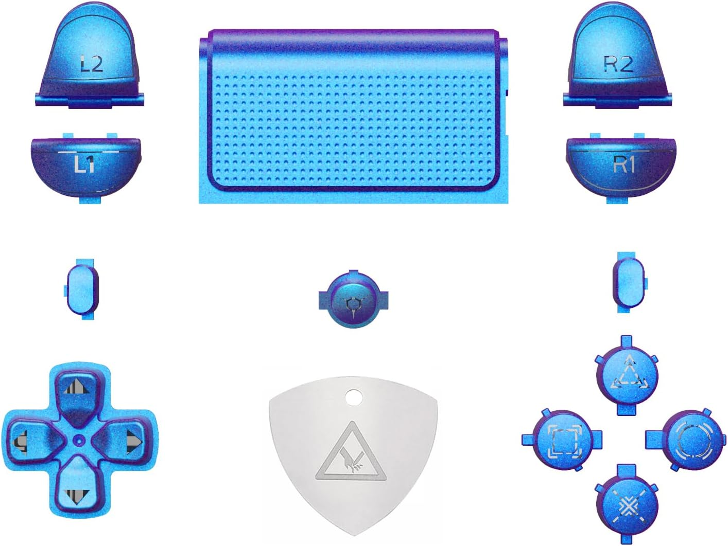 Extremerate Chameleon Purple Blue Classical Symbols Custom Replacement Full Set Buttons for Ps4 Slim Pro CUH-ZCT2 Controller - Compatible with Ps4 DTFS LED Kit - Controller NOT Included