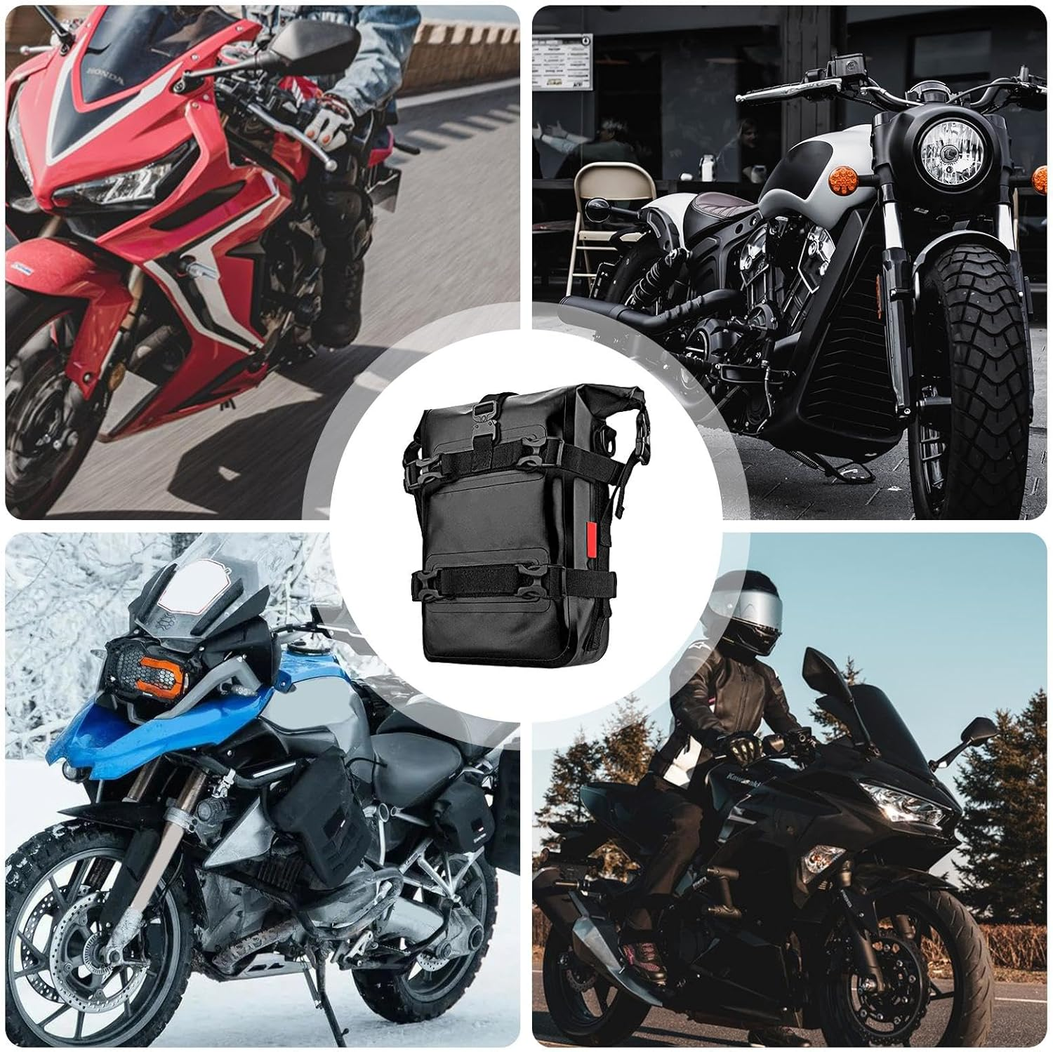 Bar Bag Motorcycle, Motorbike Crash Bar Frame Bag, Waterproof Bar Bag, Motorbike Panniers Crash Bar Frame Bag, Waterproof Motor Side Bags for Sunglasses, Gloves, and Gear - Yellow image number 5
