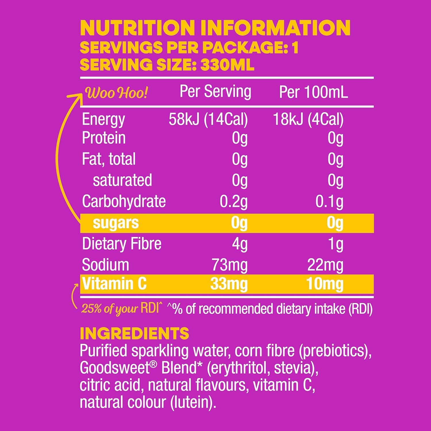 Nexba Better Soda &ndash; Passionfruit &ndash; All Natural Sugar Free &ndash; 24 X 330Ml Cans image number 2