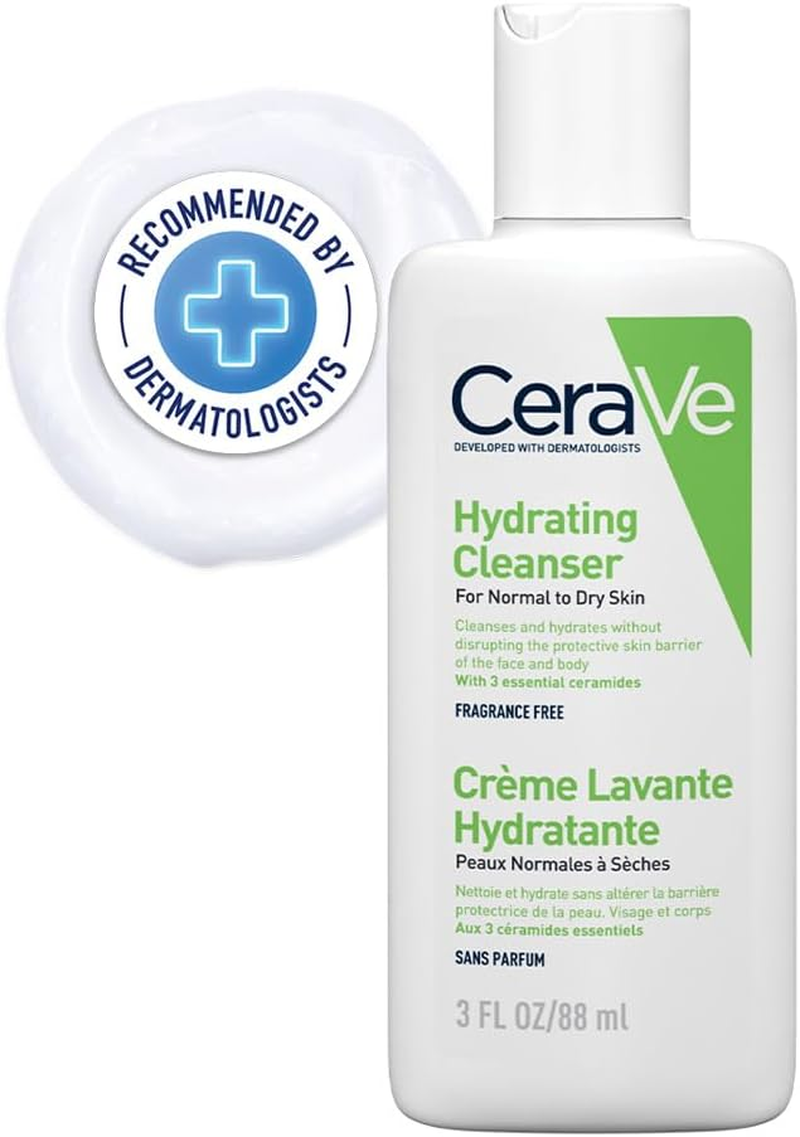 Cerave Hydrating Cleanser Face Wash 88Ml, Mini Travel Size, for Normal to Dry Skin, Hyaluronic Acid + 3 Essential Ceramides, Cleanses & Hydrates without Disrupting Natural Skin Barrier of the Face & Body image number 6
