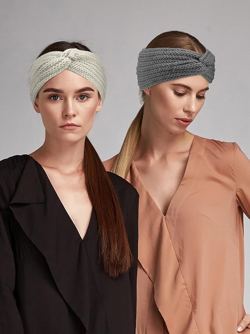 Pack of 3 Children'S Girls' Headbands, Chunky Knit Headbands, Braided Winter Headbands for Women and Girls, Ear Warmers, Crochet Head Wraps, Warm and Stylish image number 5