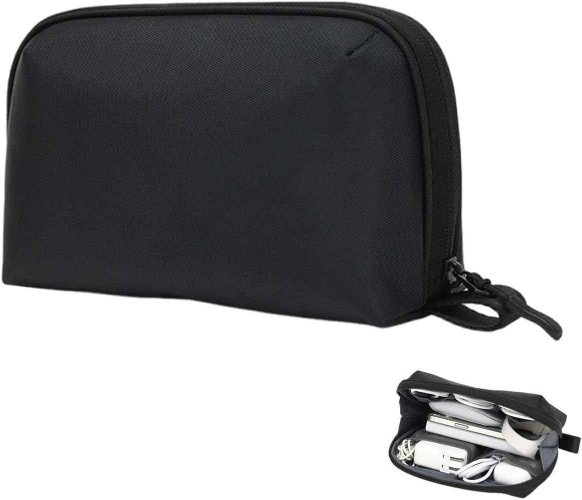 Oxford Tech Organizer Pouch with 6 Compartments,Water-Resistant Travel Cord Organizer Case & Electronic Accessories Storage Bag (Black)