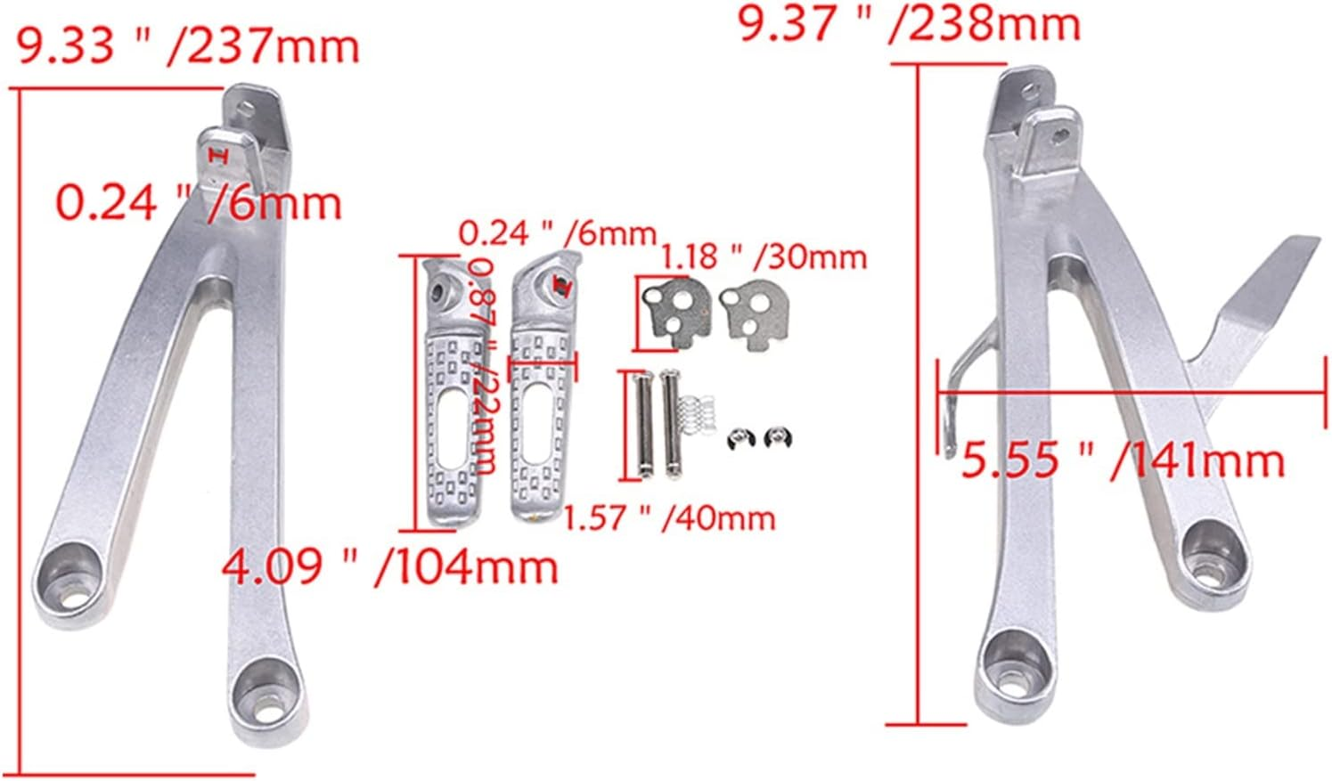 Chrome Motorcycle Passengers Rear Footrest off Road Motorbike Foot Pegs Bracket Sets for CBR600RR 2007-2014 image number 1