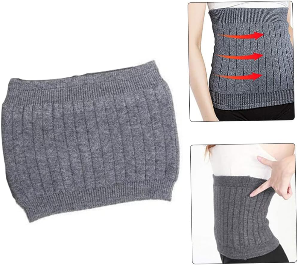 Back Warmer Cashmere Kidney Warmer Winter Elastic Abdominal Warmer Waist Support Belt for Men and Women Grey (M) Cashmere Kidney Warmer image number 5