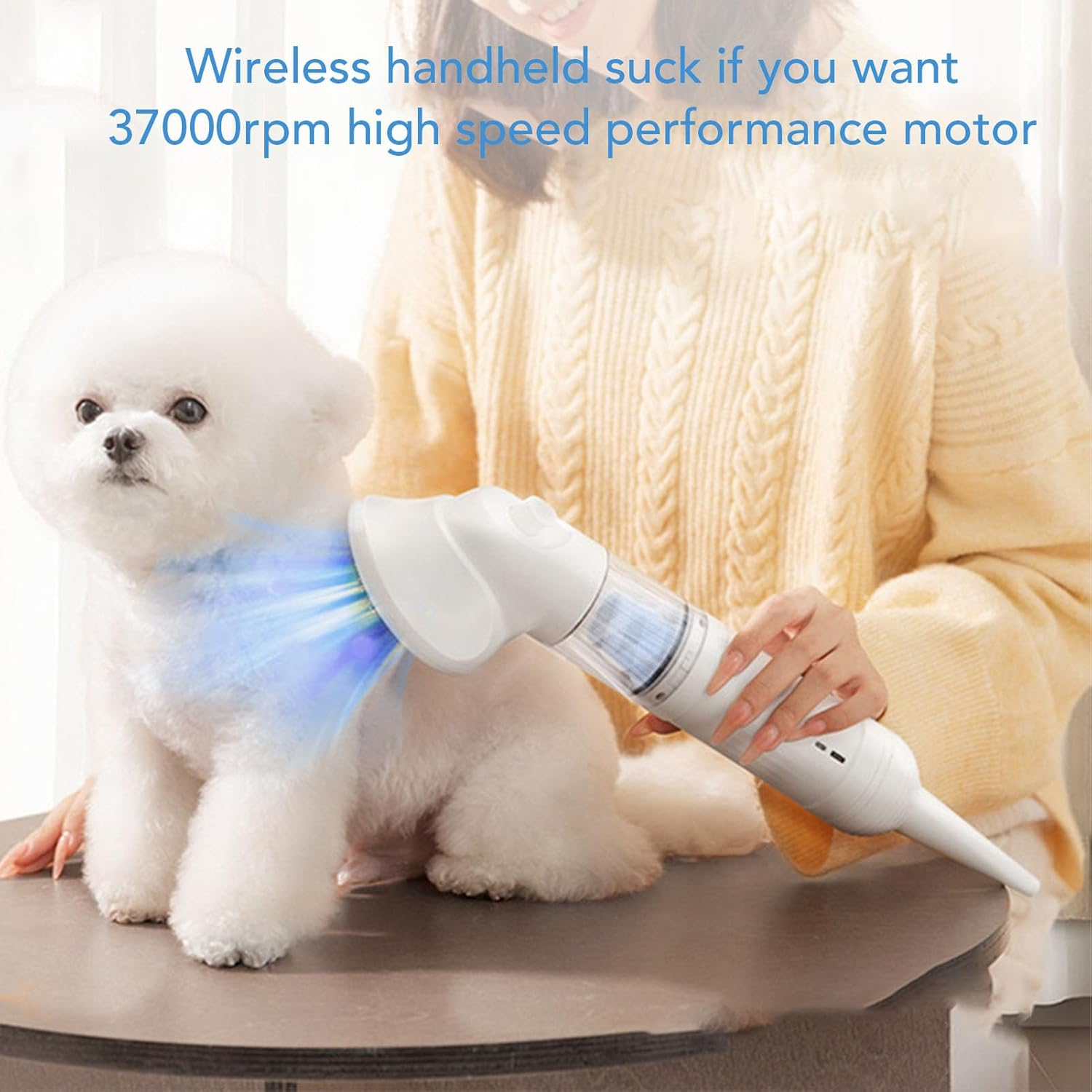 Pet Grooming Vacuum, Low Noise Automatic Shedding Dog Cat Vacuum Brush Kit with Washable Filter Core, Supports 5 Cleaning Methods, for Dogs Cats Bed Carpet image number 6