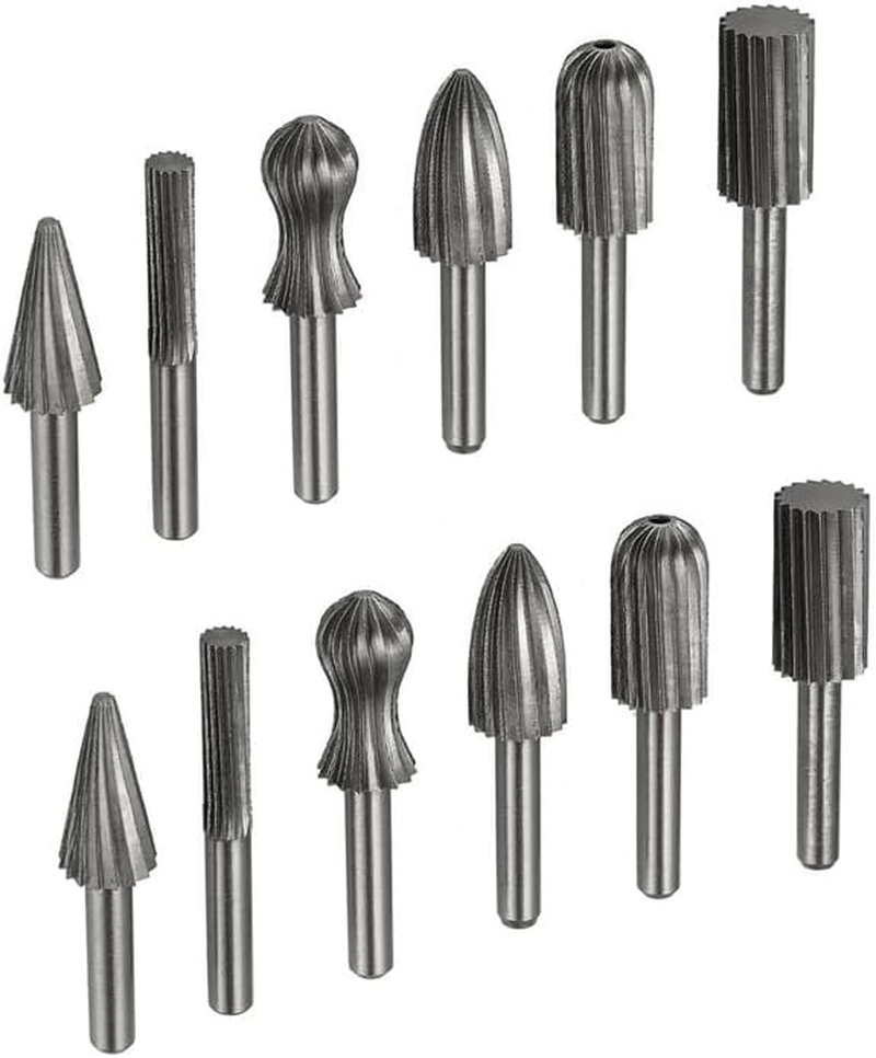 AIMALL 6/12PCS Tungsten Steel Carbide Burrs for Rotary Drill Bit Die Grinder 6Mm Shank, Ideal for Resin, Plastic, Ceramic, Soft Metal & Stone