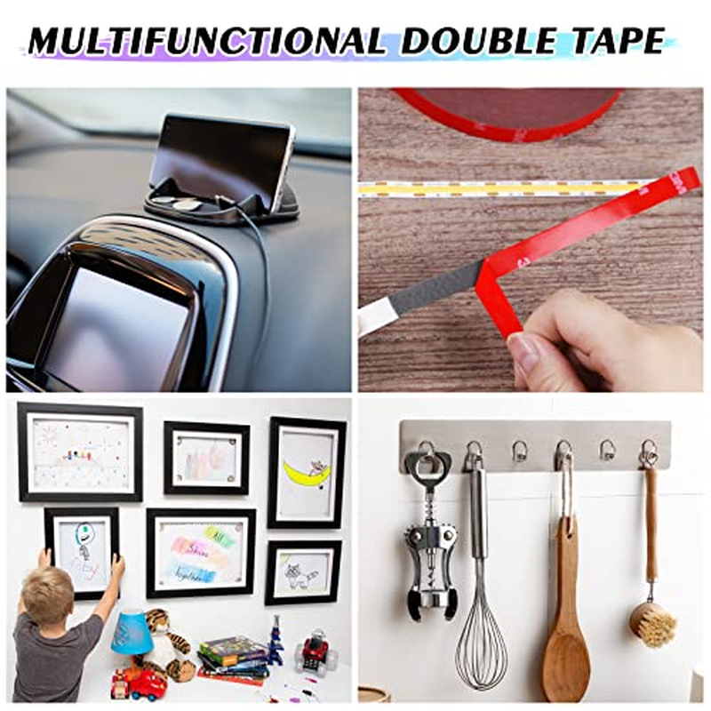 2 Pack 3M Double Sided Tape, Heavy Duty Mounting Tape, Adhesive Foam Tape Made with 3M for Home Office Car Automotive LED Light Decor Hanging（1Cm*300Cm, Thickness:0.8Mm） image number 6