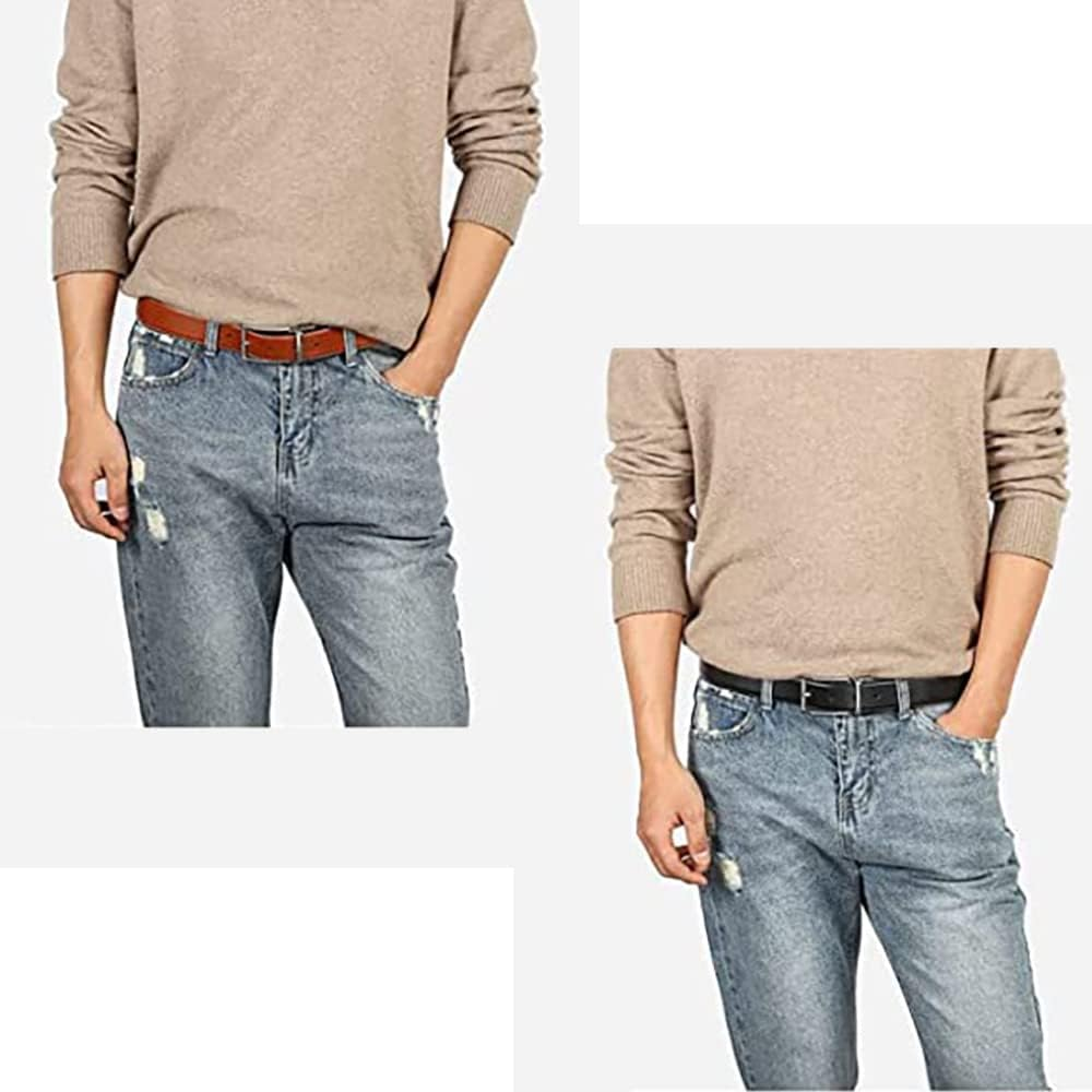 Mens Reversible Leather Belt, Wetoper Leather Belts for Men 1.3" Wide with Rotated Buckle Great for Jeans,Casual & Business Work image number 7