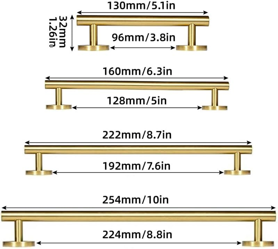 AIMALL European Style Solid Brass Cabinet Handles Drawer Pull Knob for Wardrobe Door with Brushed Brass Finish image number 1