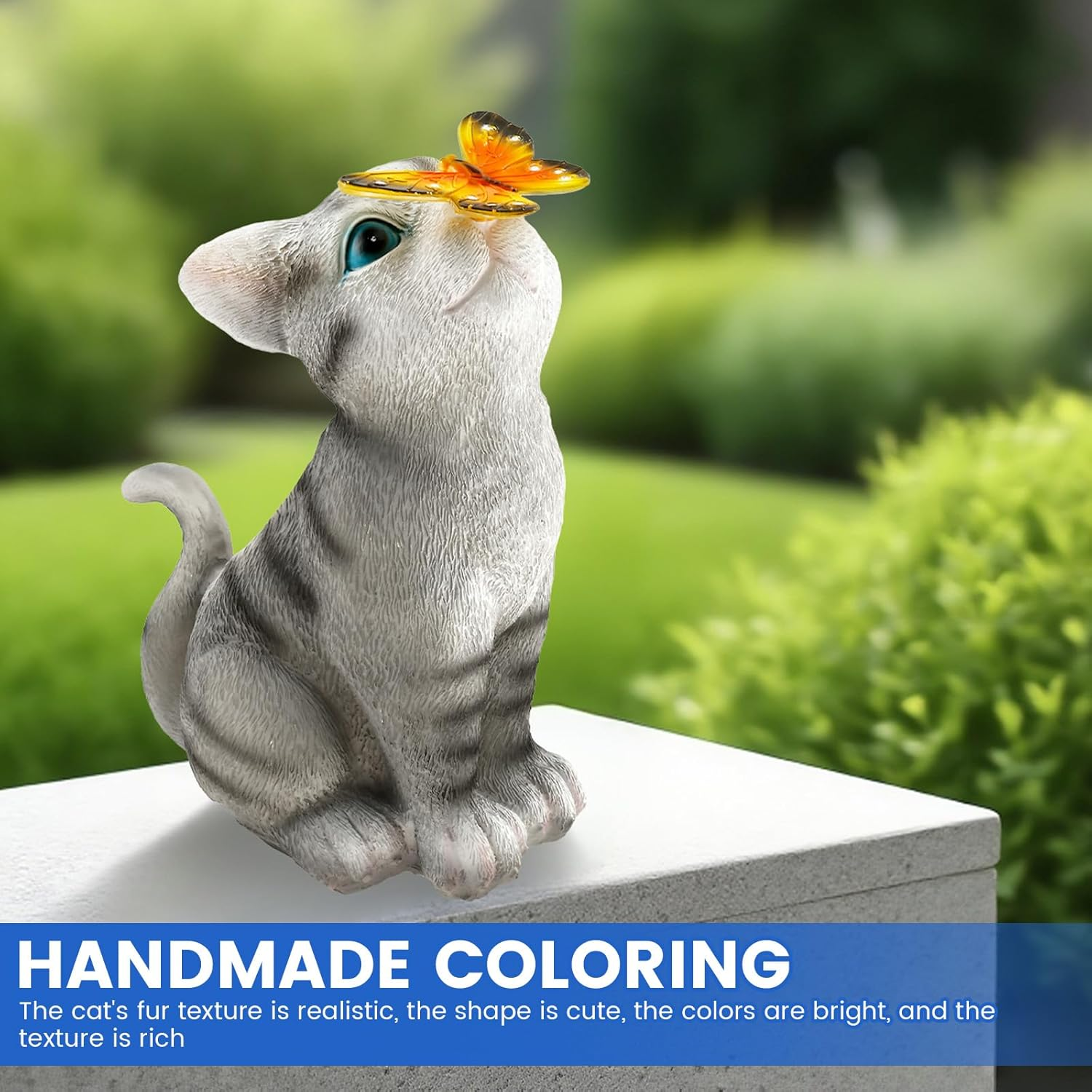 Resin Cat Solar Lamp IP44 Waterproof Decorative Solar Light, Solar Lanterns Outdoor, Novelty Garden Ornament for Patio, Yard and Home Decor image number 3