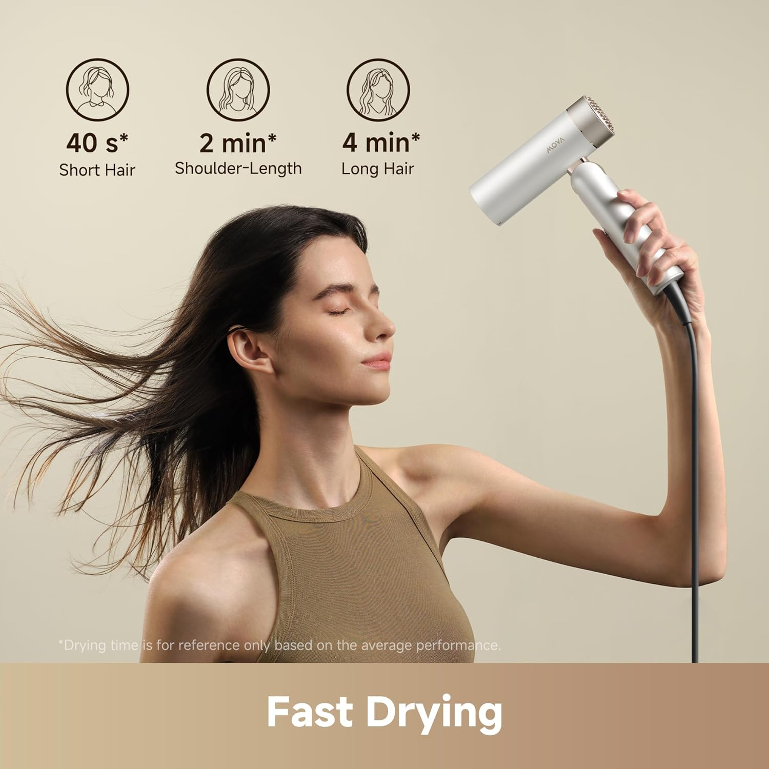 MOVA Flip 10 High-Speed Hair Dryer, 300G Ultra-Light Body, Versatile Styling for Curling and Smoothing, Fast Drying, 300 Million Negative Ions, Advanced Hair Protecting Hairdryer image number 3