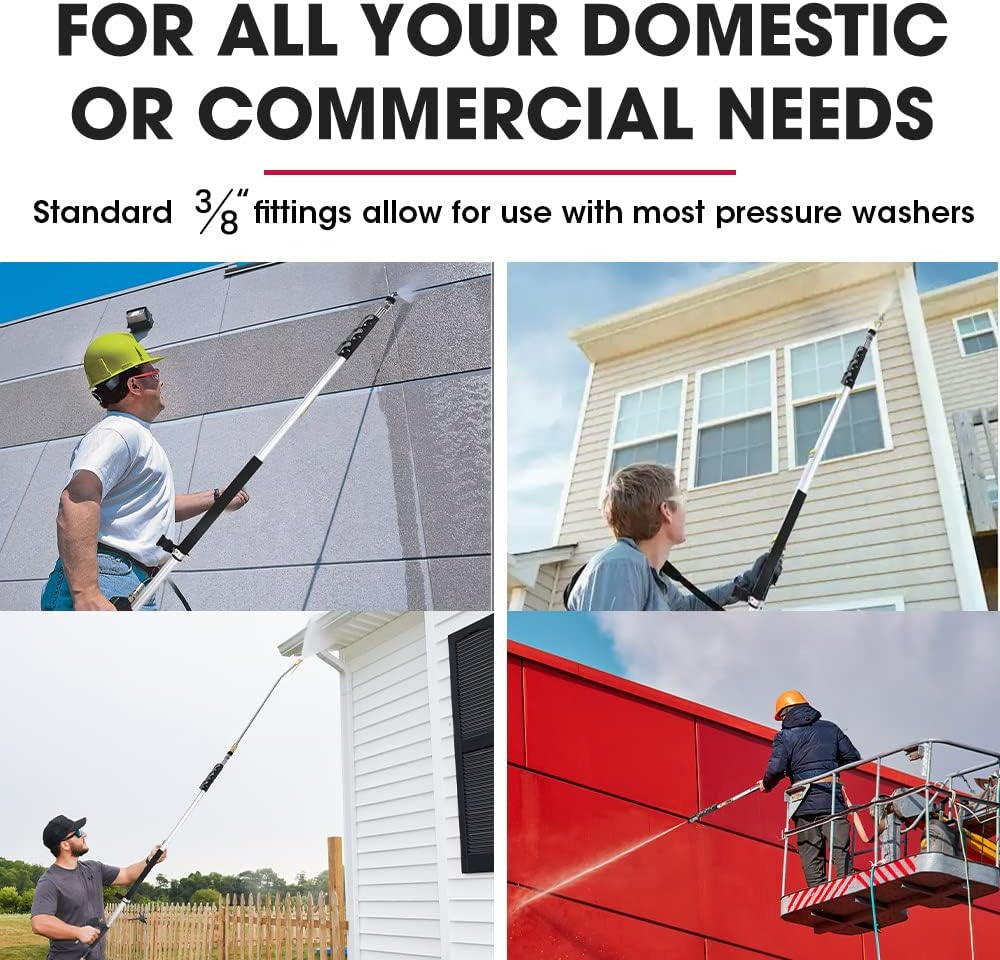 Jet-Usa 4000PSI 550Cm Telescopic Pressure Washer Wand Extension Attachment, with Standard 3/8" Inlet image number 5