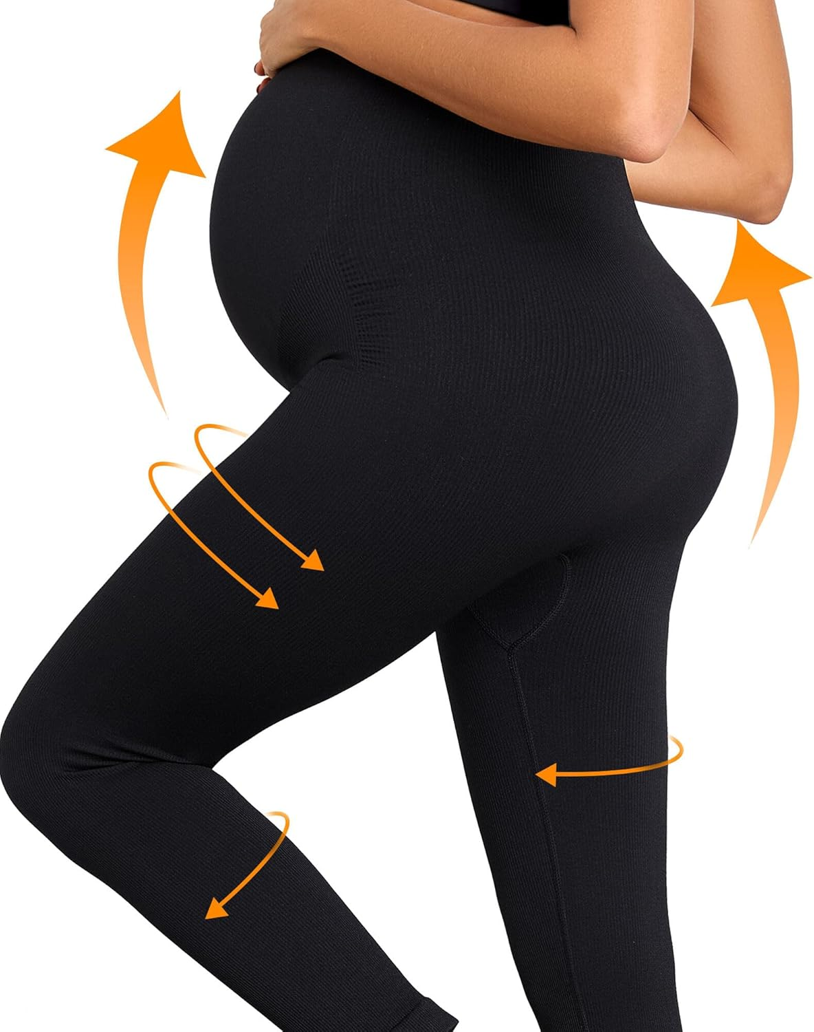 Maternity Leggings over the Belly Maternity Pants for Women Fall Maternity Clothes Black image number 4