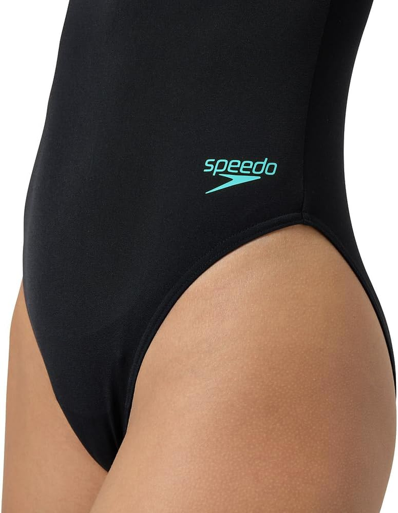 Speedo Women'S Racer Zip Swimsuit with Built in Swim Bra image number 2