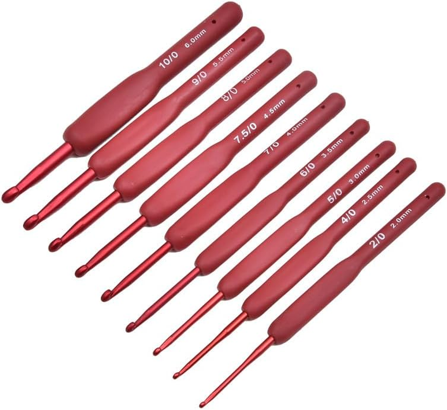 ZXUY Crochet Hooks Ergonomic Soft Touch Handles Aluminum Crochet Hook Set for Crocheting Lace/Doilies/Socks/Shawl/Gloves/Scarf/Sweaters/Bags (Colorful 8Pcs)