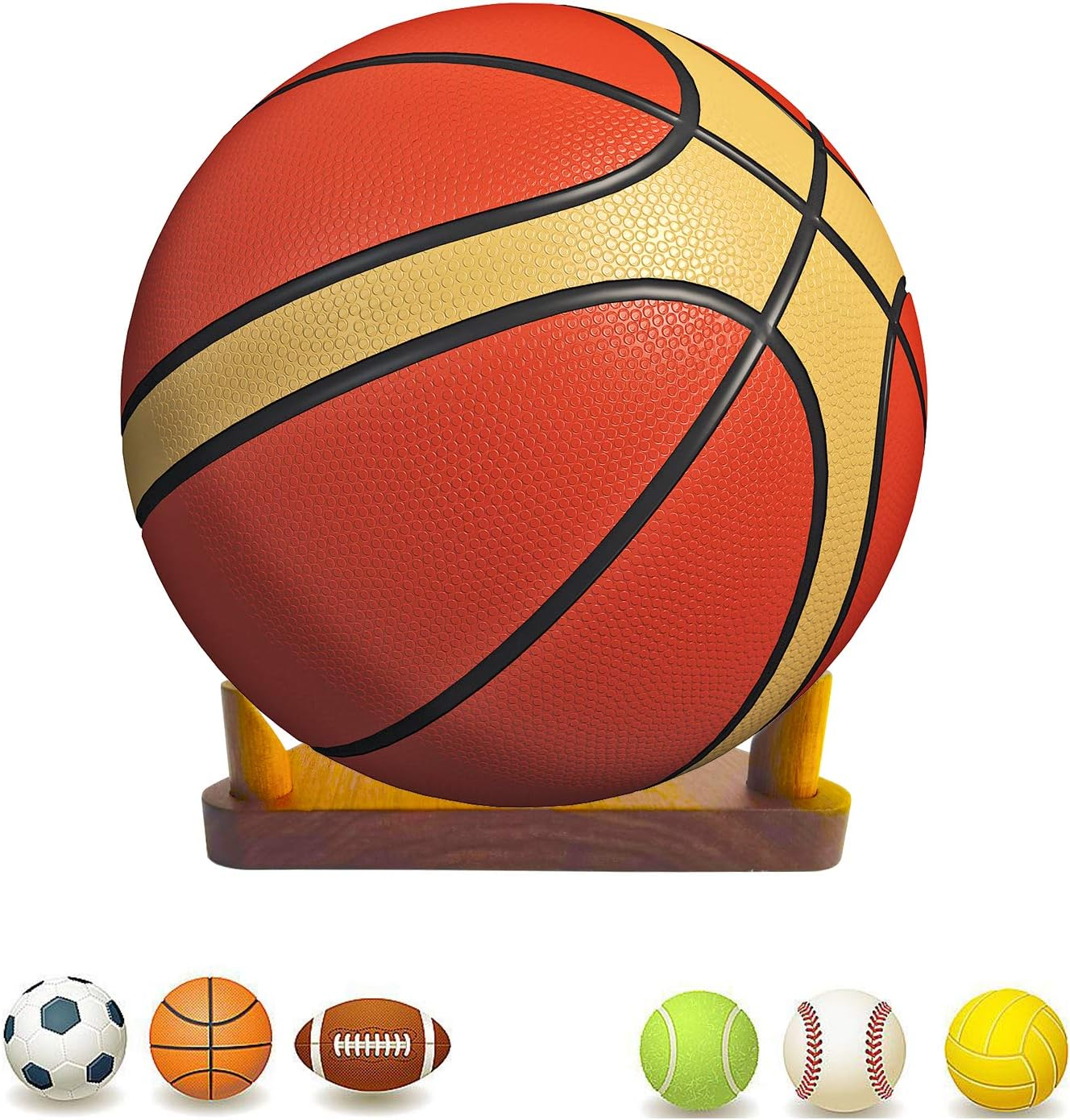 Luxround Ball Stand Holder Display Stand for Basketball Football Soccer Holder Rack Autographed Ball Memorabilia Display Case Solid Walnut Wood Made Ball Display Stand image number 3