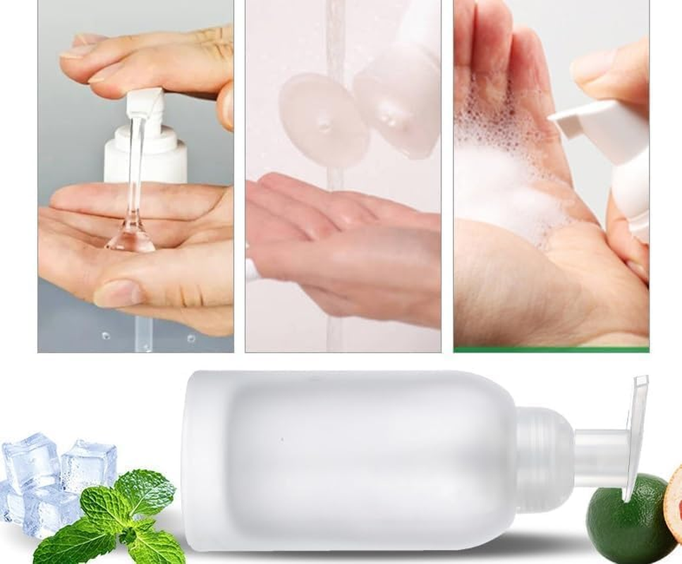 2 Pack Thick Clear Frosted Soap Dispenser with Foaming Pump, 250Ml Clear round Bottles Dispenser with Foaming Pump