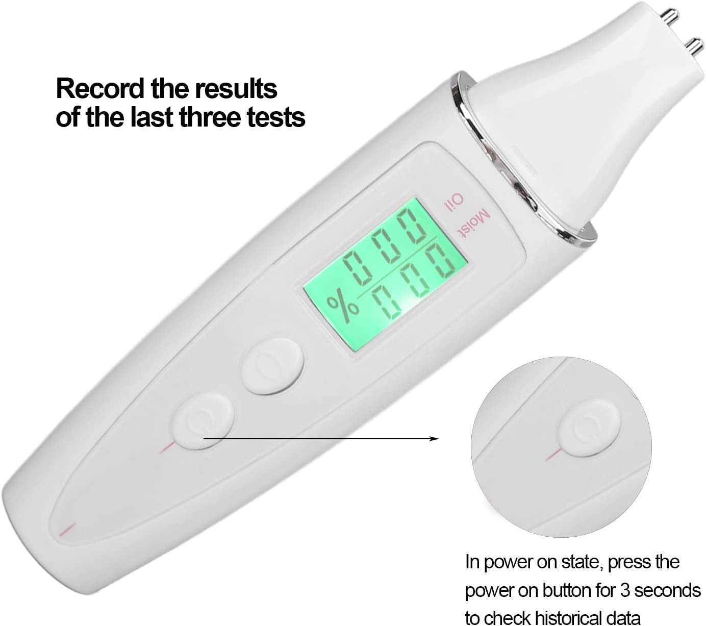 Skin Moisture Analyzer, Facial Skin Tester Analyzer Monitor Digital with LCD Display Portable Skin Moisture Detector Personal Facial Skin Care Moisture Analyzer Skin Care Tool image number 5