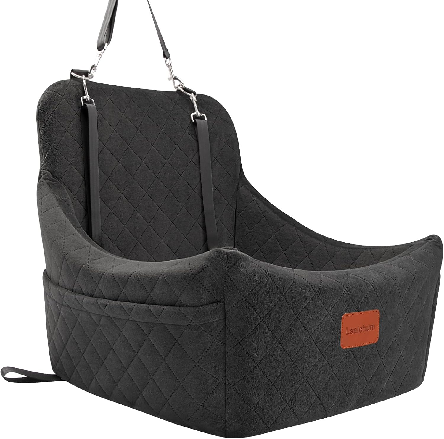 Dog Car Seat for Dogs up to 35Lbs,Car Dog Bed Easy to Install,Medium Dog Car Seat with Adjustable Straps and anti Slip Bottom,Fully Detachable and Washable(Black/Grey,Medium)