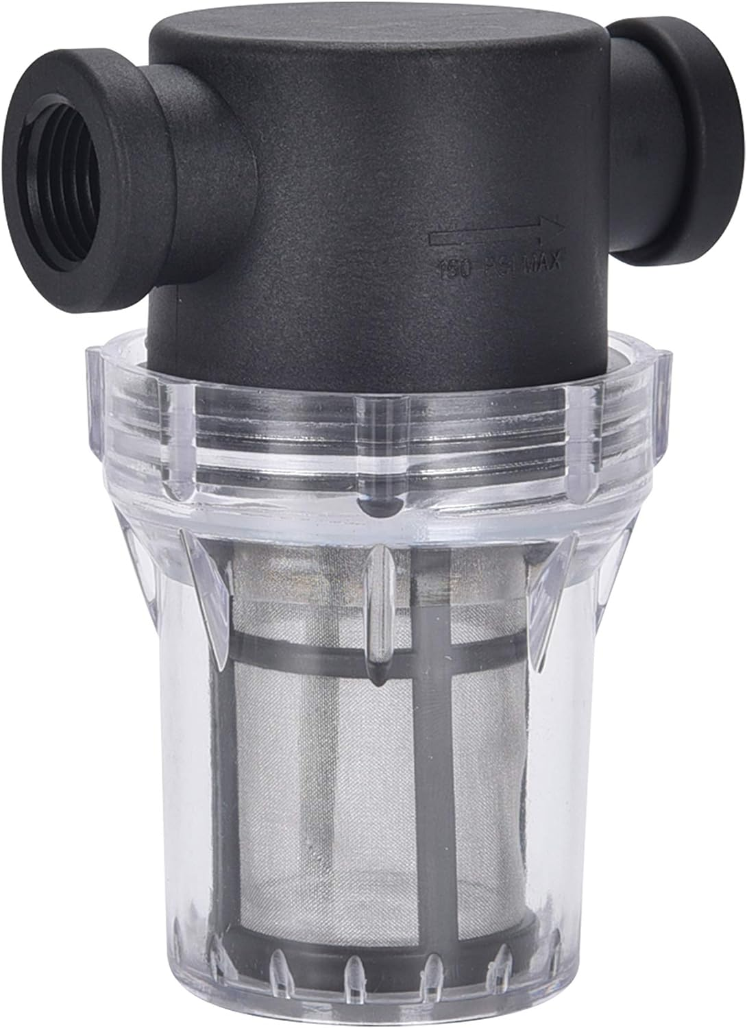 Water Filter, 1/2''Twist-On Pipe Strainer, Nylon PA66 Cover, PC Bowl, 304 Stainless Screen(1/2''80 Mesh Female Water Filter)