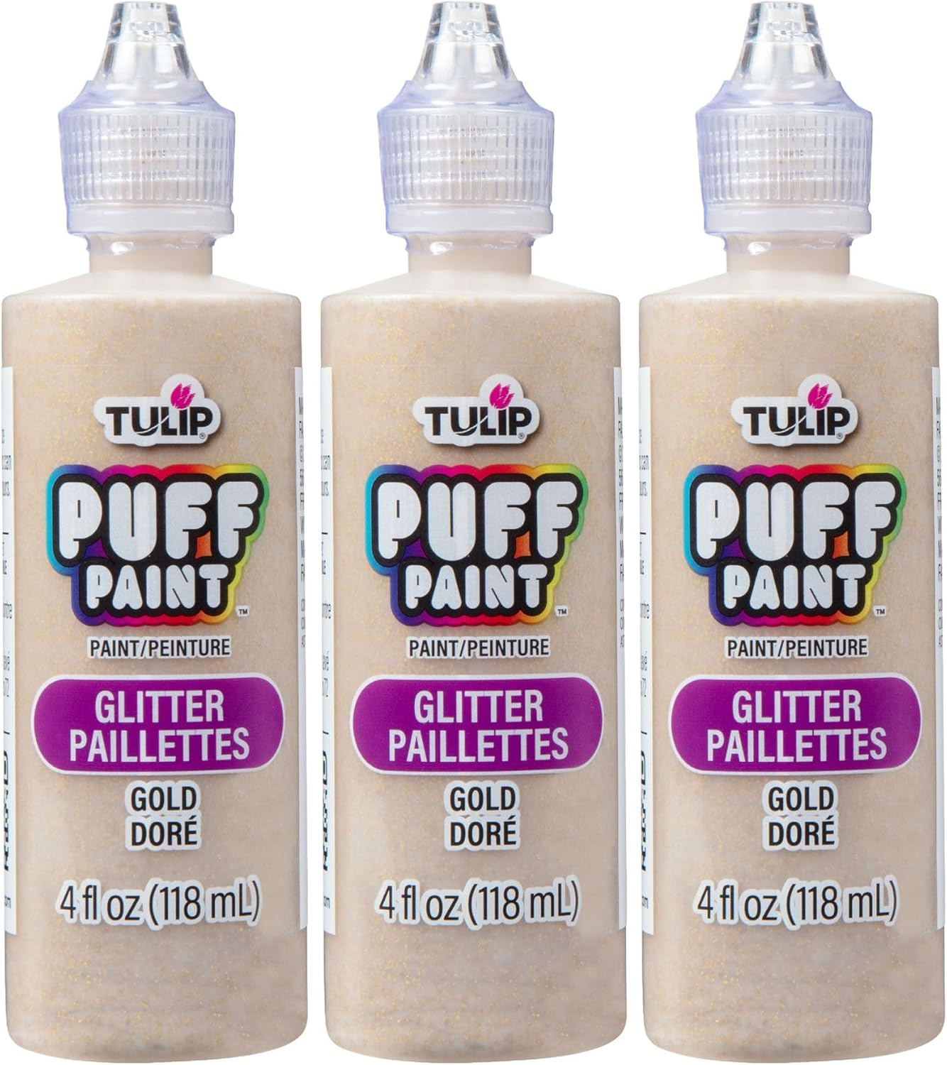 Tulip Dimensional Fabric Paint 4 Oz Glitter Silver 3 Pack, 4 Fl Oz (Pack of 3), 3 Count