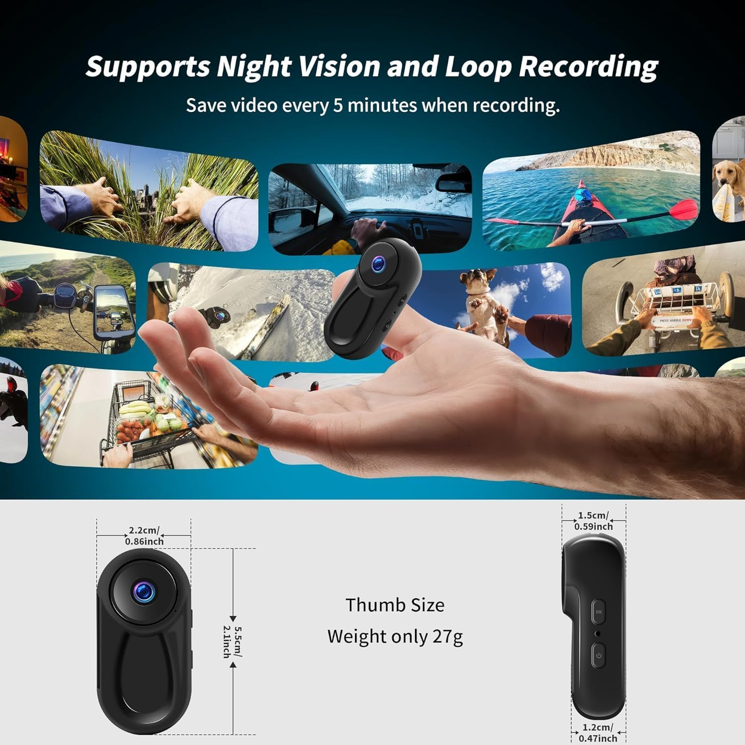 1080P Sports Action Camera, Wearable Body Cam, Portable Recorder with Magnetic Back Clip, Mini Camera with Audio and Video Recording, Camcorder for Traveling, Pet, Vlogging (No SD Card) image number 1