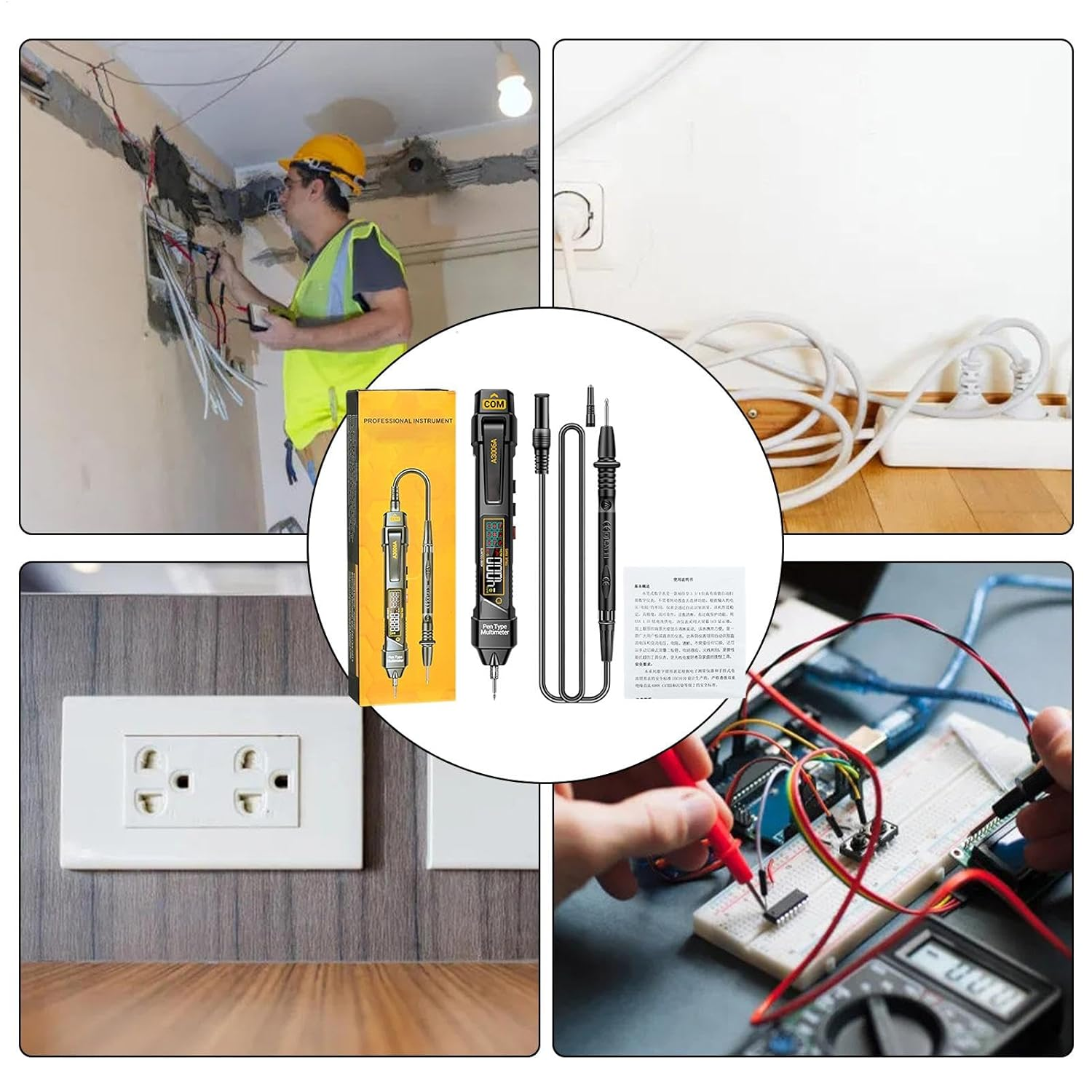 Rrlihjgu Electrical Multimeter - Pen Type Intelligent Multimeter,4000 Counts LCD Display Voltmeter Pen Test Multimeter Measure AC DC Voltage Resistance Diode for Electrician Tools image number 5