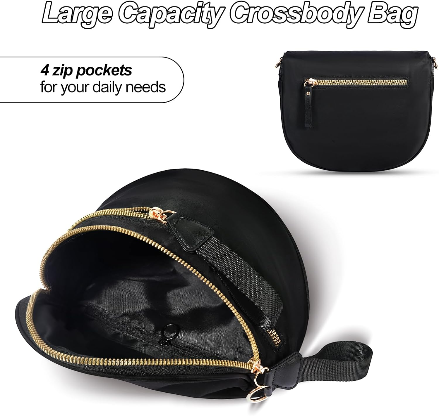 Bum Bag, Sling Bag for Women, Belt Chest Checkered Crossbody Bags, Spacious Nylon Purse Fanny Waist Packs with Shoulder Strap image number 6