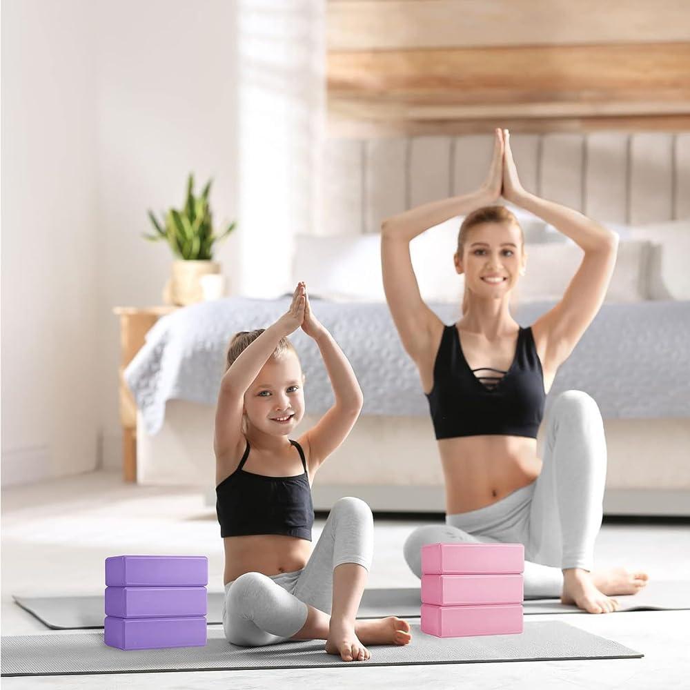 Poemtian Yoga Block High Density EVA Foam Blocks Non-Slip Surface Yoga Bolster Yoga Bricks Pilates Workout Blocks, Stretching, Stability High-Density Brick Stretch Blocks, Fitness Accessories image number 4