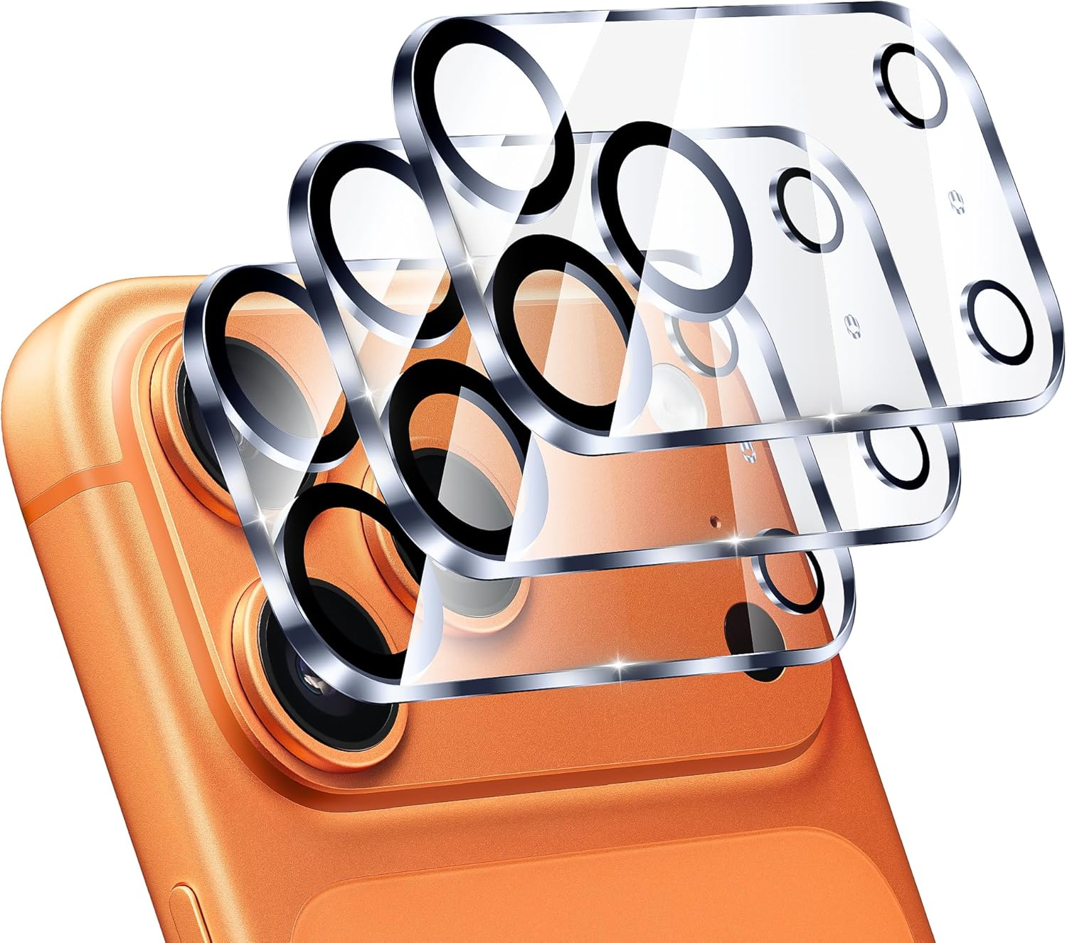 Diruite 3 Pieces Camera Lens Protector for Iphone 17 Pro Camera Protector,Hd anti Scratch Tempered Glass&Aluminum Frame Lens Cover,Black Circle image number 6