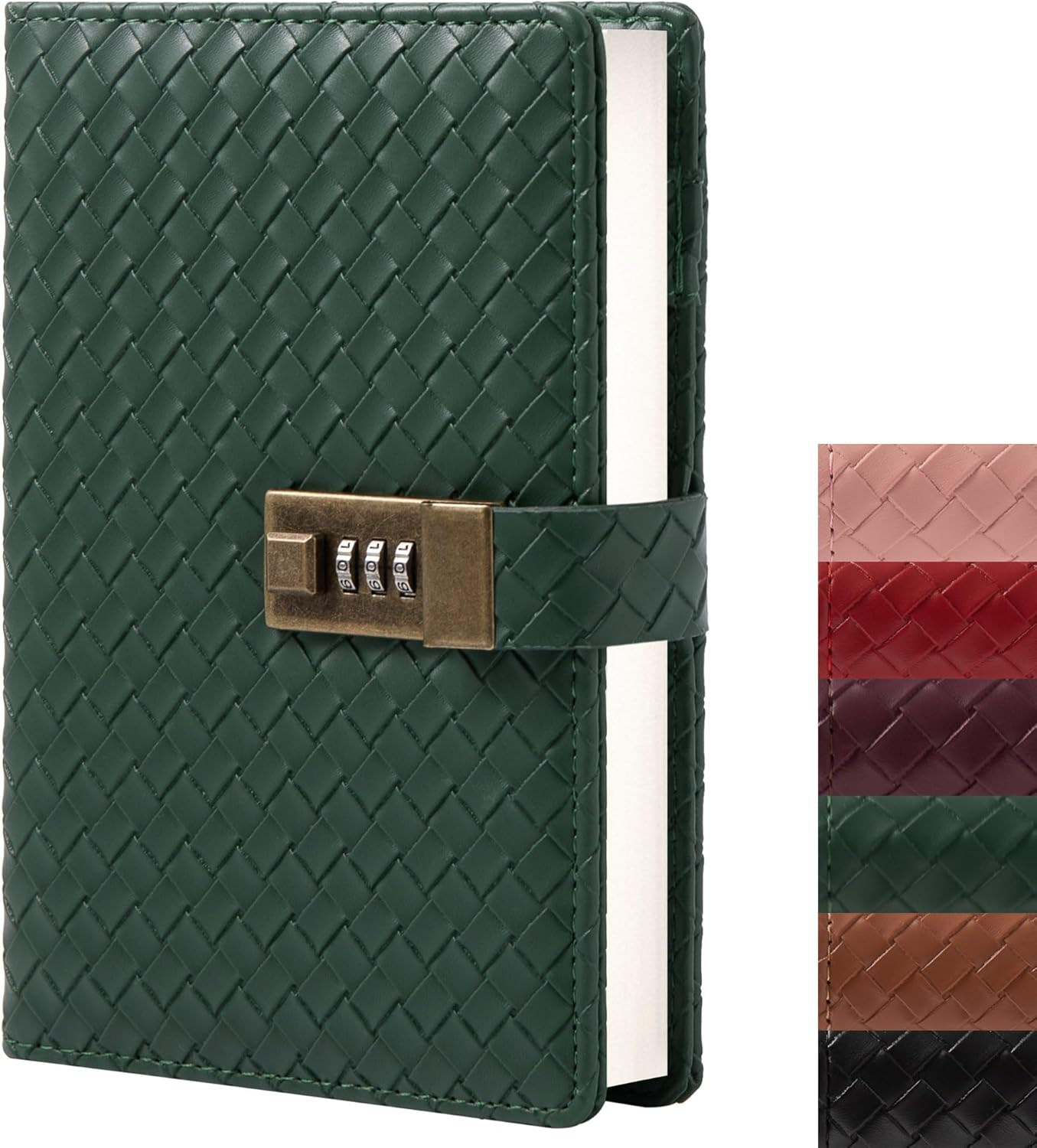 TIEFOSSI B6 Leather Journal Notebook with Combination Lock, Travel Refillable Ruled Lined Writing Paper, Secret Password Gift Diary for Women Girls Boys (Pink)