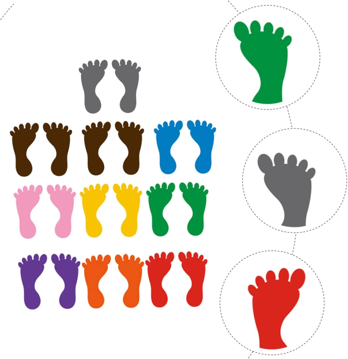 10Pairs Boy Girl Footprint Stickers PVC Decals for Kindergarten Floor Decor Safe Easy to Install Remove Suitable for Smooth Surfaces Mixed Color Design image number 2