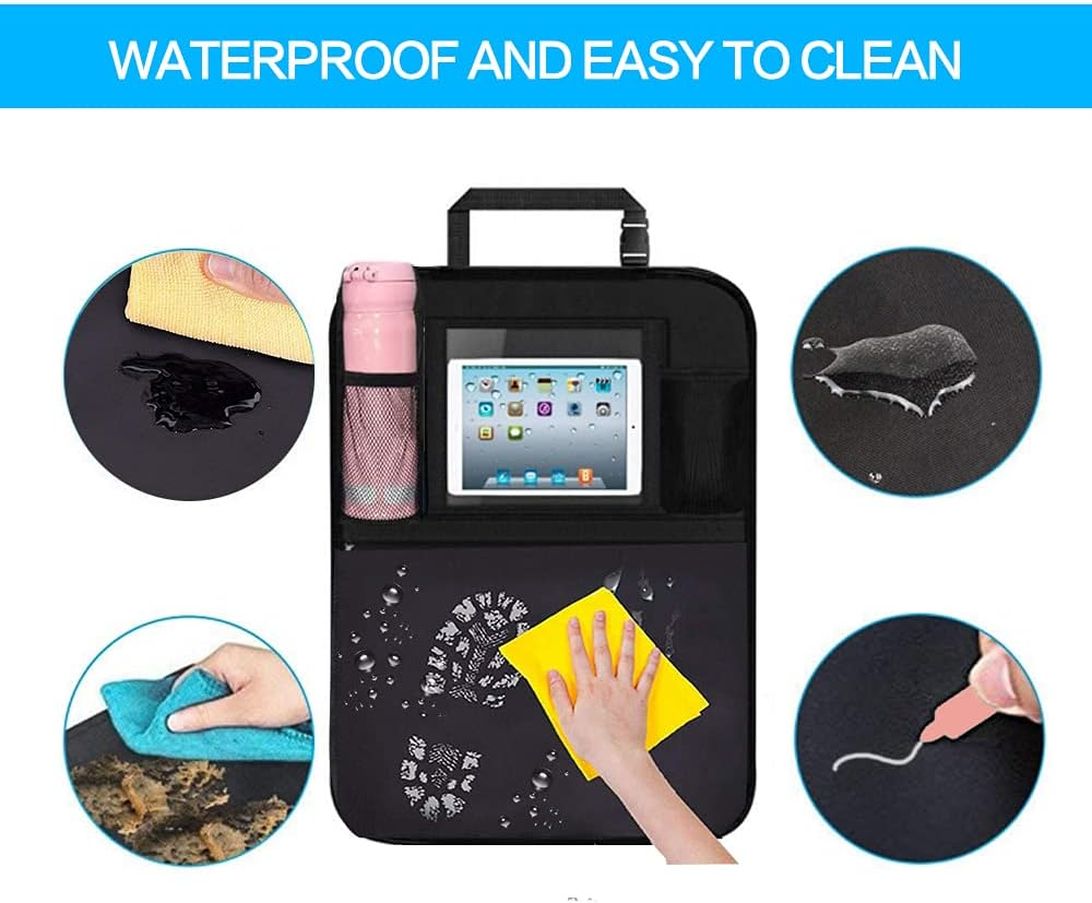 Premium Backseat Organizer for Kids 2 Pack, Waterproof and Stain Resistant Kick Mats Back Seat Protector, Durable Backseat Car Organizer with Tablet Holder+Storage Pockets image number 1