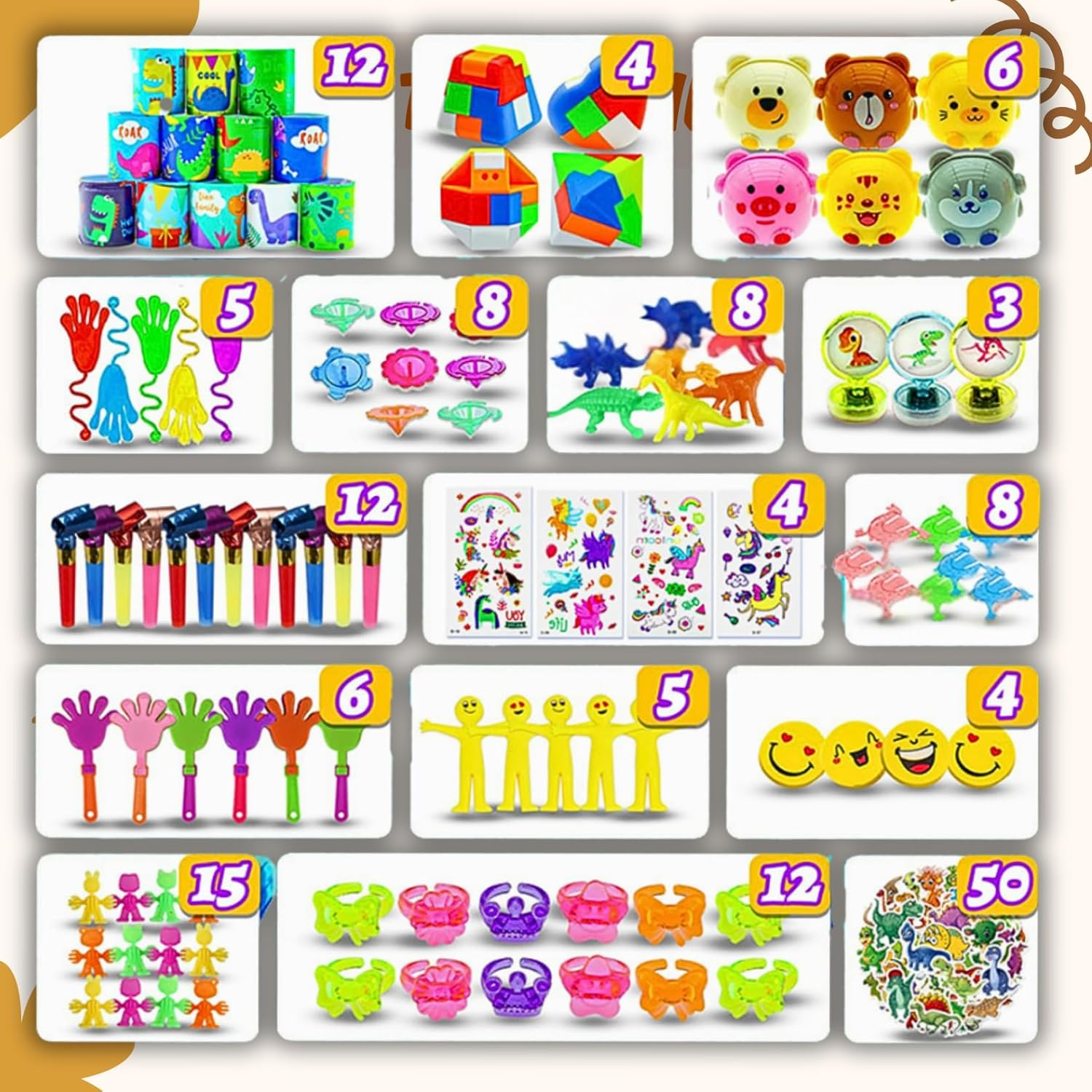 206Pcs Party Favours for Kids - Birthday Goodie Bag Fillers, Lolly Bag Fillers, Bulk Toys for Treasure Box, Pinata & Classroom Prize, Small Fidget Toys, Toys for Students Rewards, Carnival Prizes image number 2