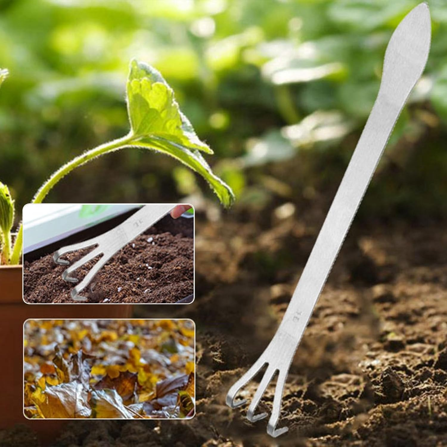 Stainless Steel Rake 3 Prong Loosen Soil Bonsai Tree Tools, Ergonomic Handle for Easy Gardening Enjoyment